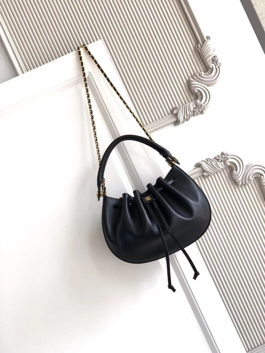 Chanel 2026 Drawstring Cloud Bucket Bag 32cm Suede Calfskin