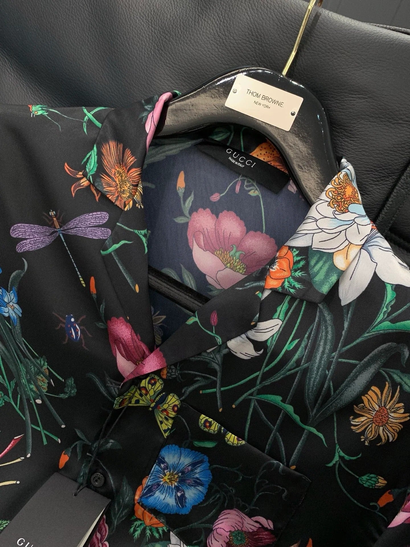 Gucci 2026 Flower Long-sleeved Shirt Black mix colors Silk 131813