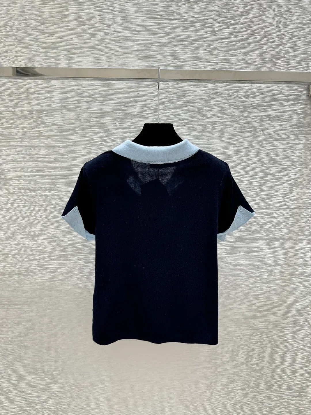 Dior 2026 Polo Shirt White and Navy Blue Wool