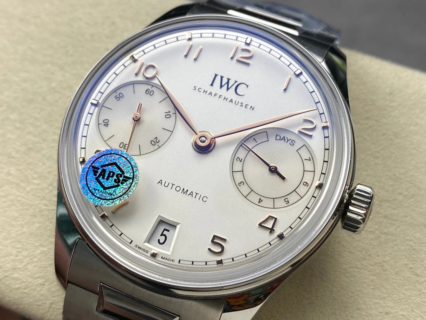 IWC Portuguese 42.4mm Cream Dial Steel Case Pink Gold Numerals