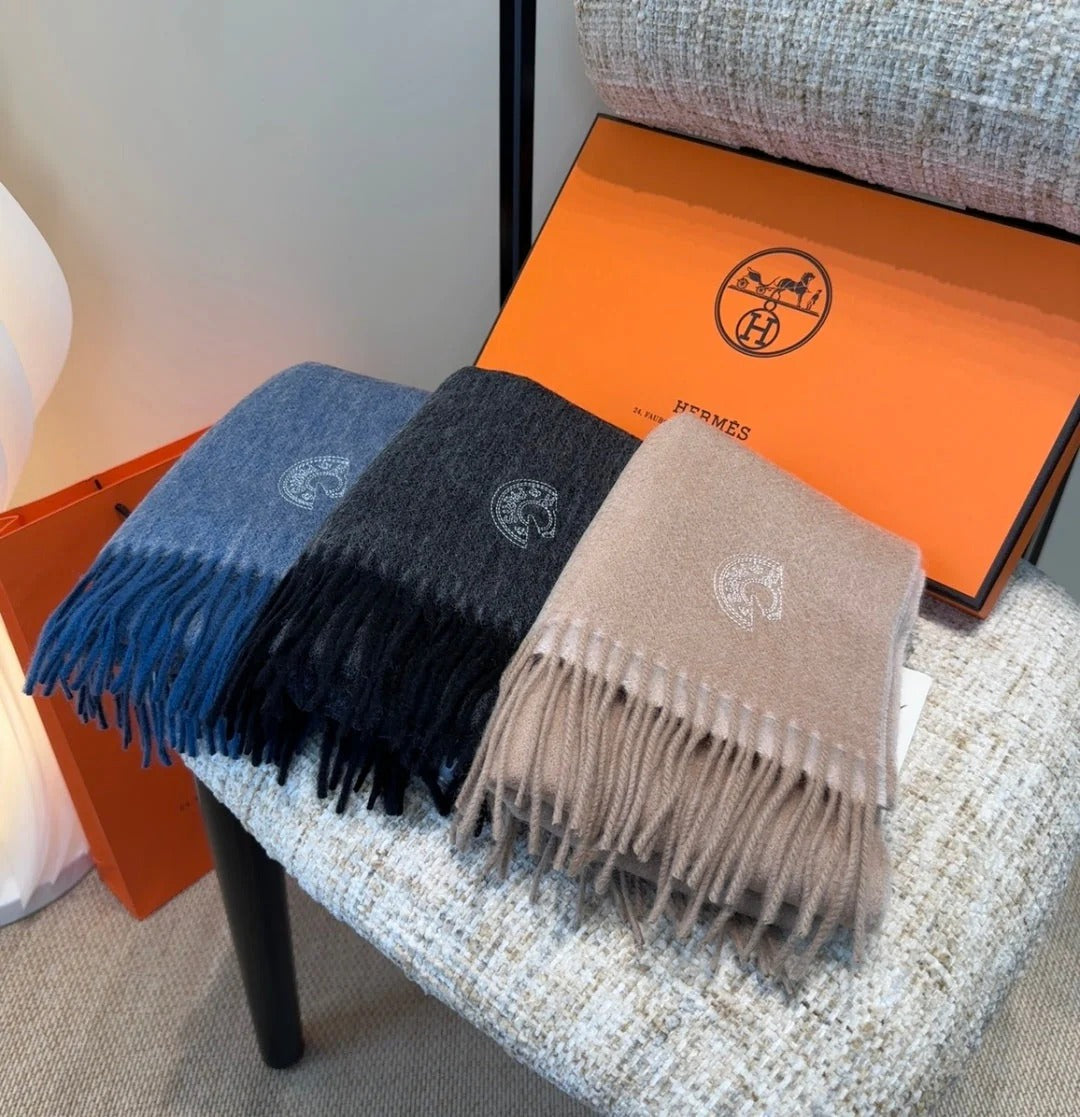 HERMES 25S SCARF 190 IN CASHMERE 854638