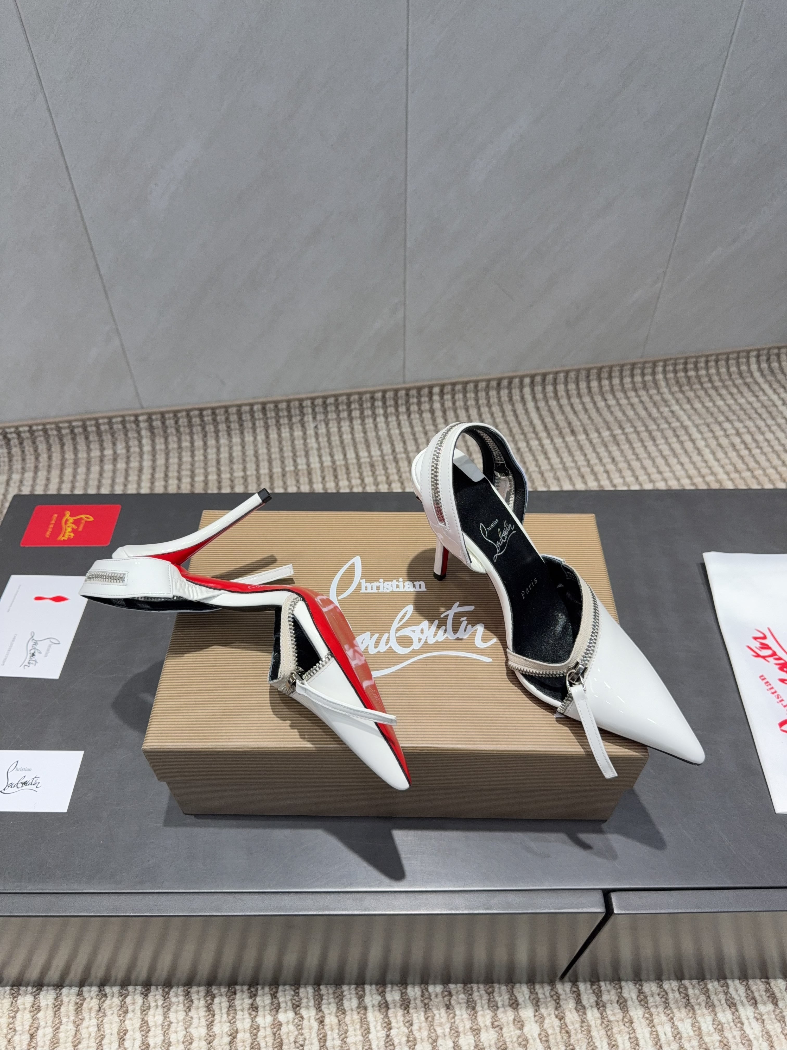 CL 2026 Slingback With Zipper Details 100mm White Patent Leather 613788