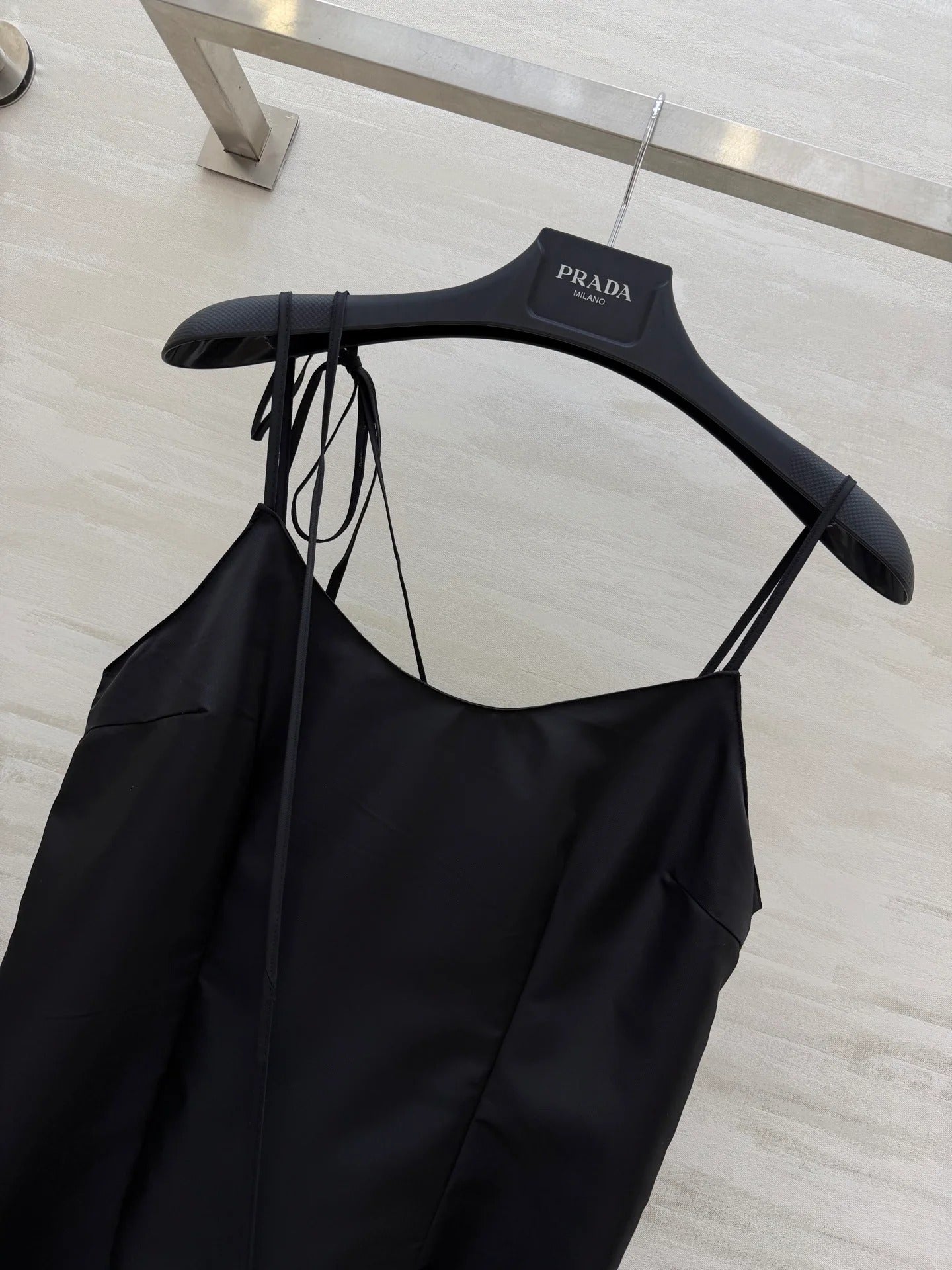 Prada 2026 Slip Dress Black Satin 358324