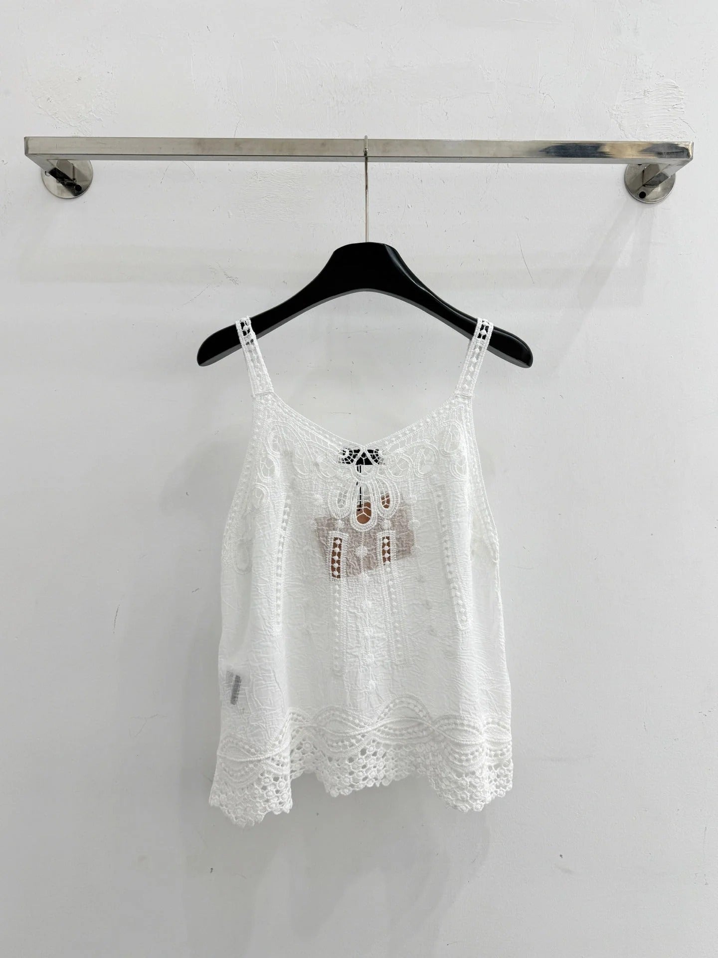 Miumiu 2026 Hollowed-out Camisole Lace Cotton 516679