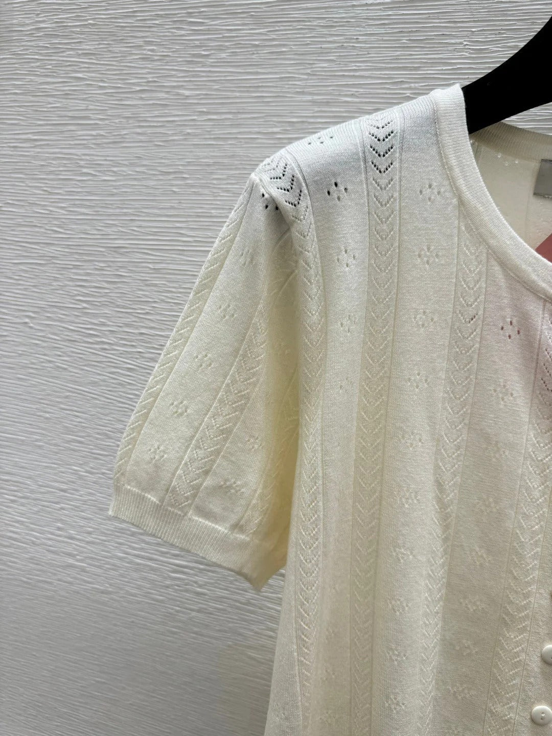 Miumiu 2026 Simple Crew Neck Knitted Short-Sleeve Cardigan Tencel 397730