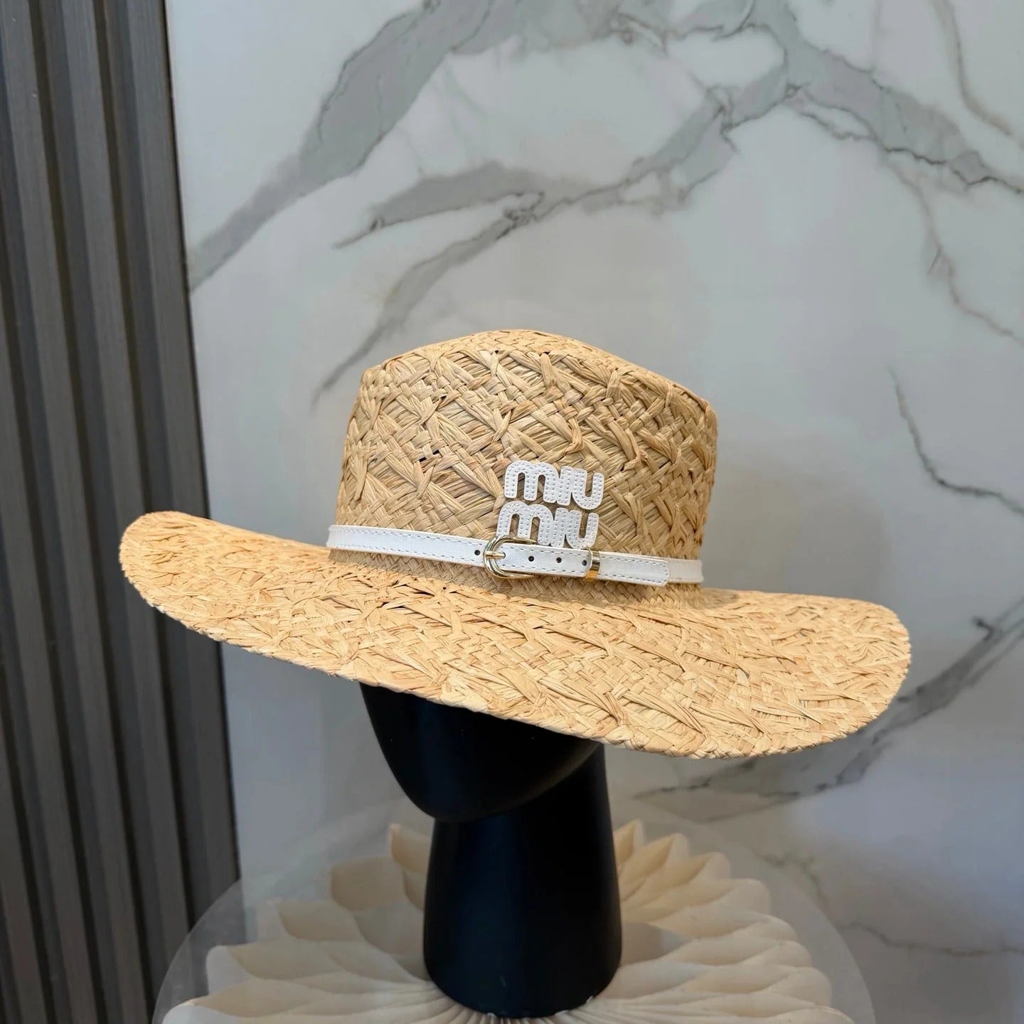 Miumiu Straw Hat Raffia Woven 323664