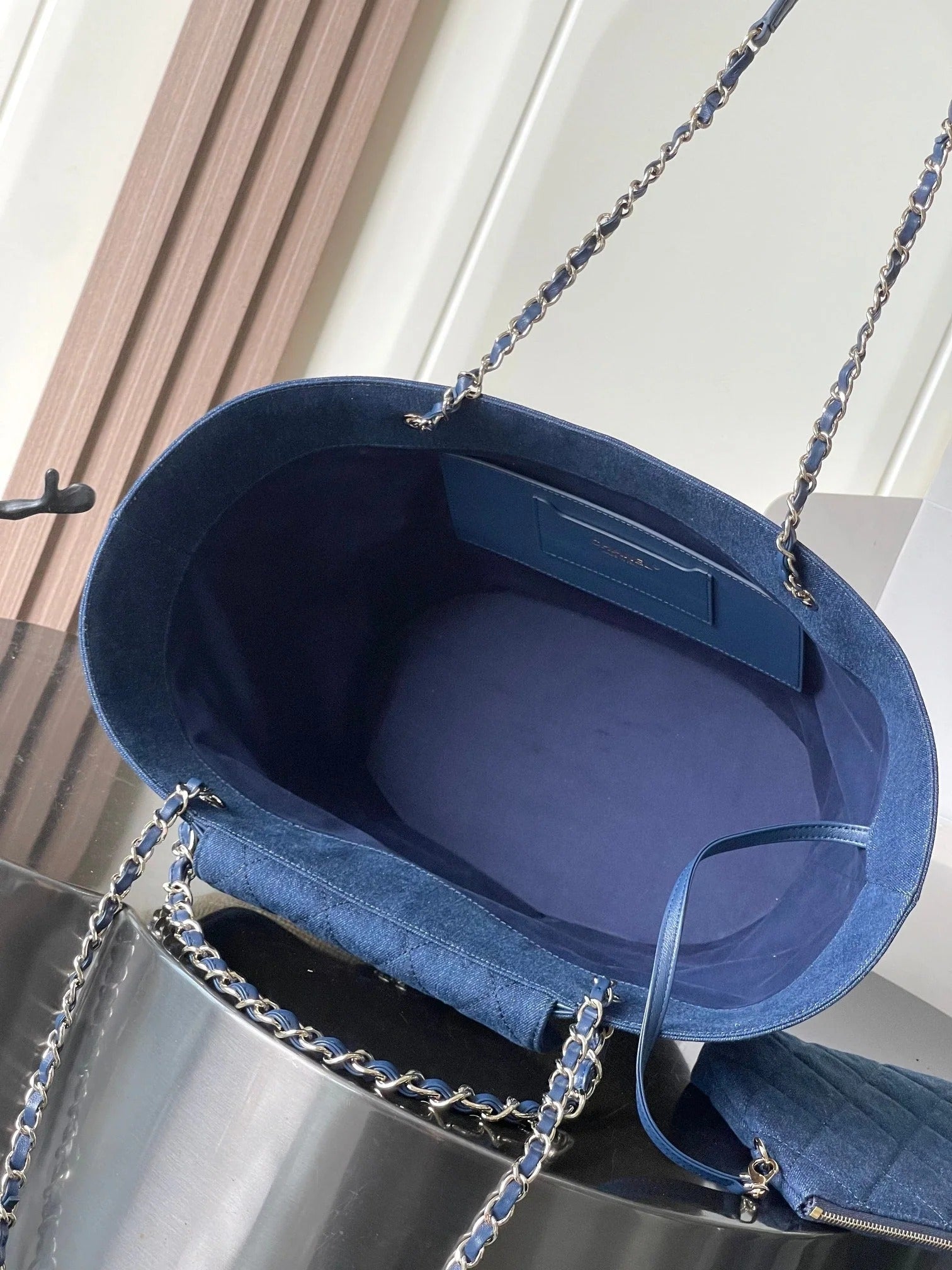 CC 2026 Deauville Bag 54cm Blue Beige Denim Straw