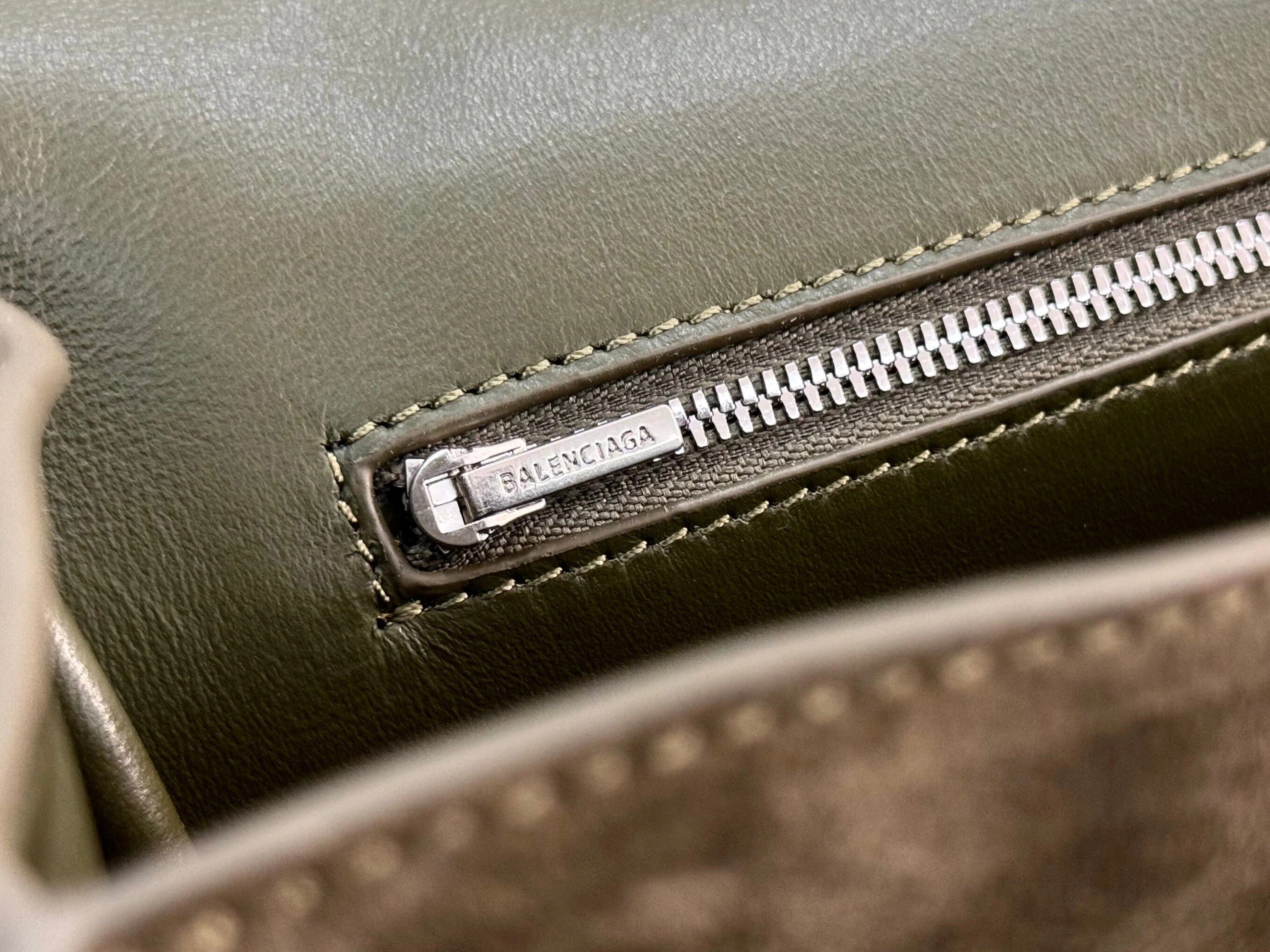 Balenciaga Medium Bag 35 Olive Green Suede Sliver Hardware