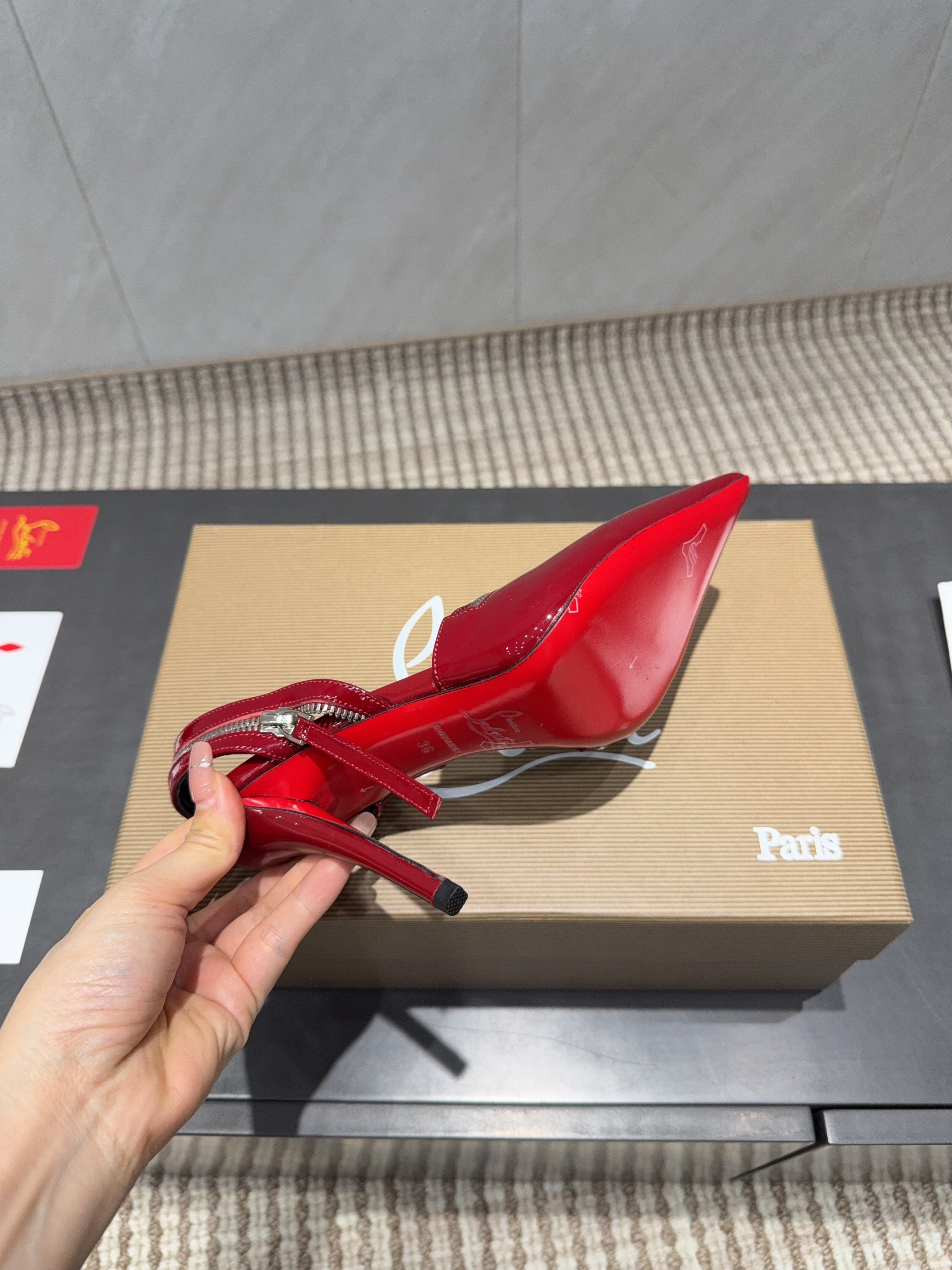 CL 2026 Slingback With Zipper Details 100mm Red Patent Leather 613789