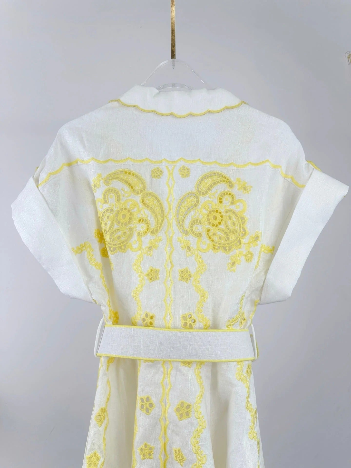 ZIMMERMANN EMBROIDERED SHORT-SLEEVE MINI DRESS 270269