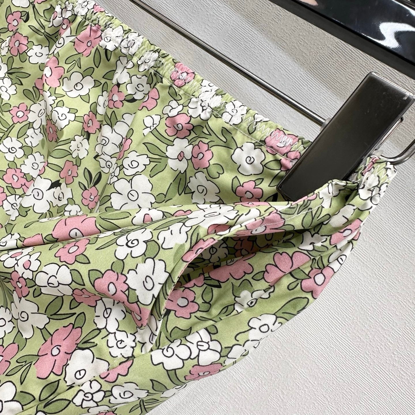 Miumiu 2026 Floral Lace-Trimmed Midi Skirt Green Pink Cotton 396669