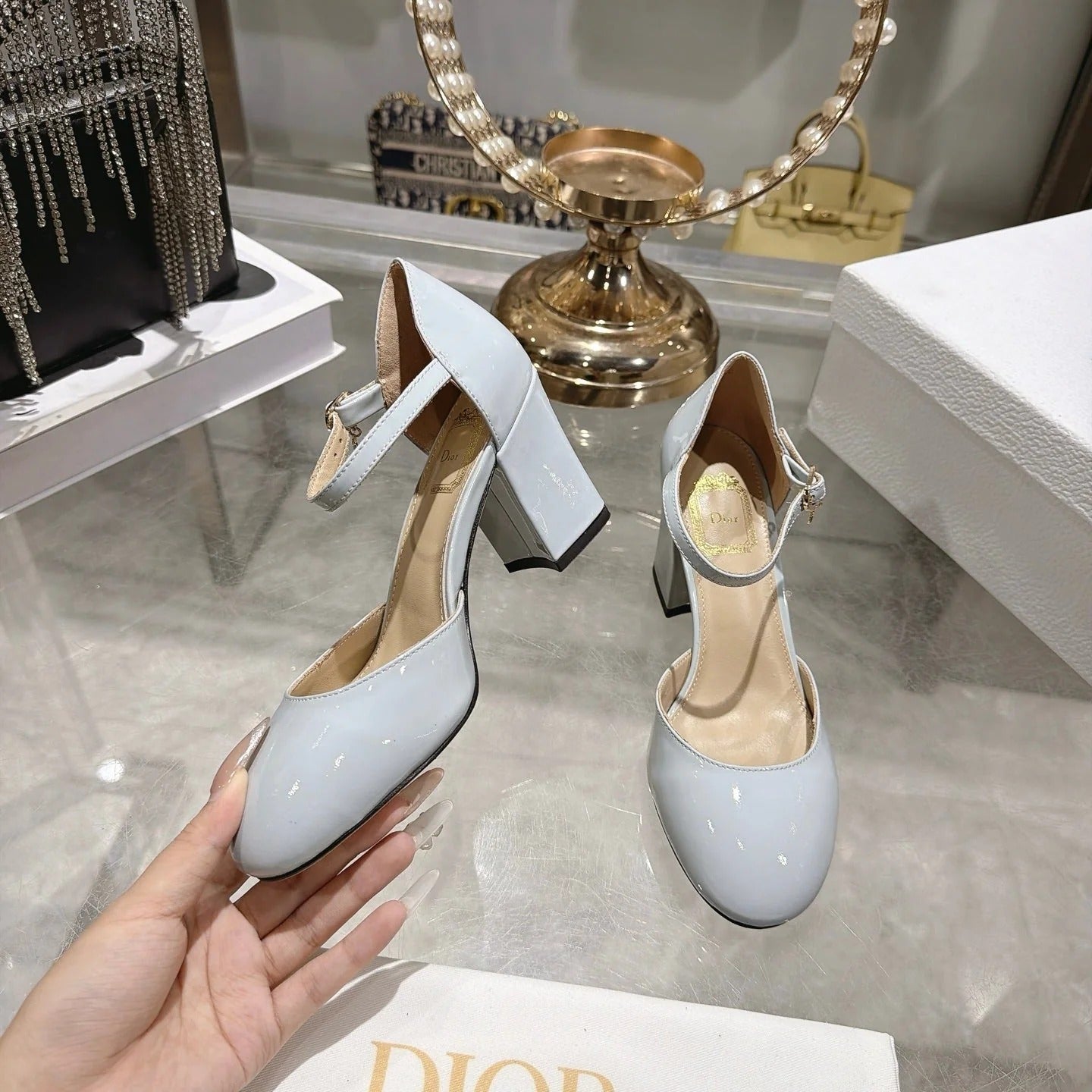 Dior 2026 High-Heeled Slingbacks 85mm Patent Leather 951371