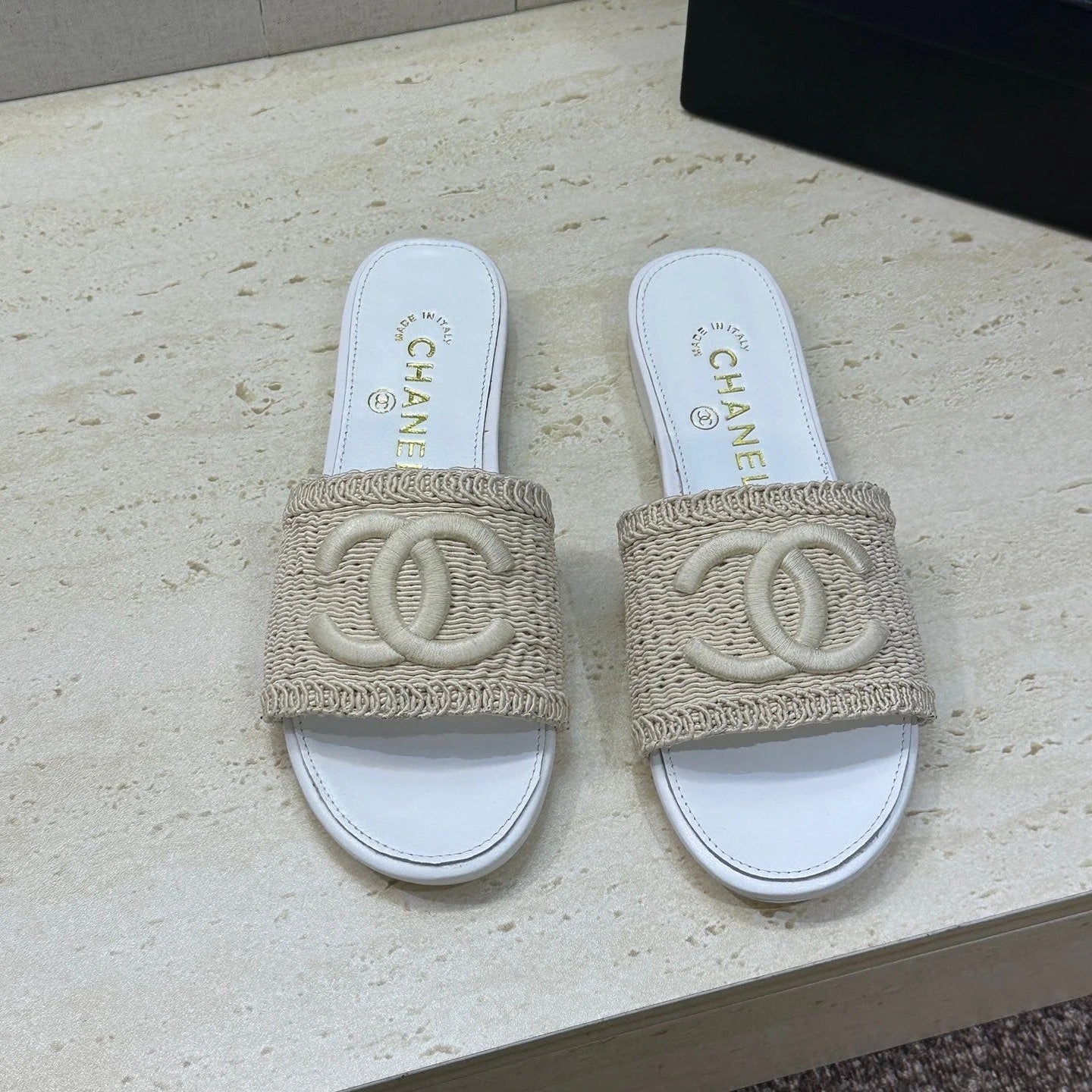 Chanel 2026 Double C Letter Slipper Woven Leather 787171