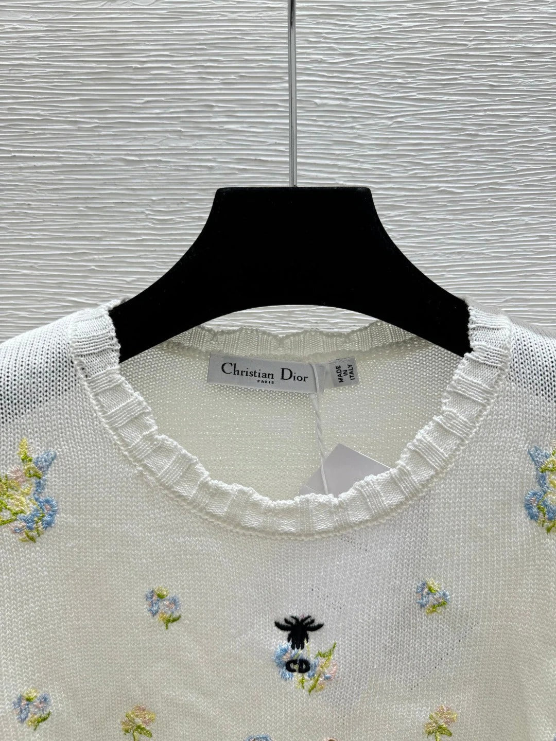 Dior 2026 Floral Embroidered Knit Short-sleeved Top Wool 392593