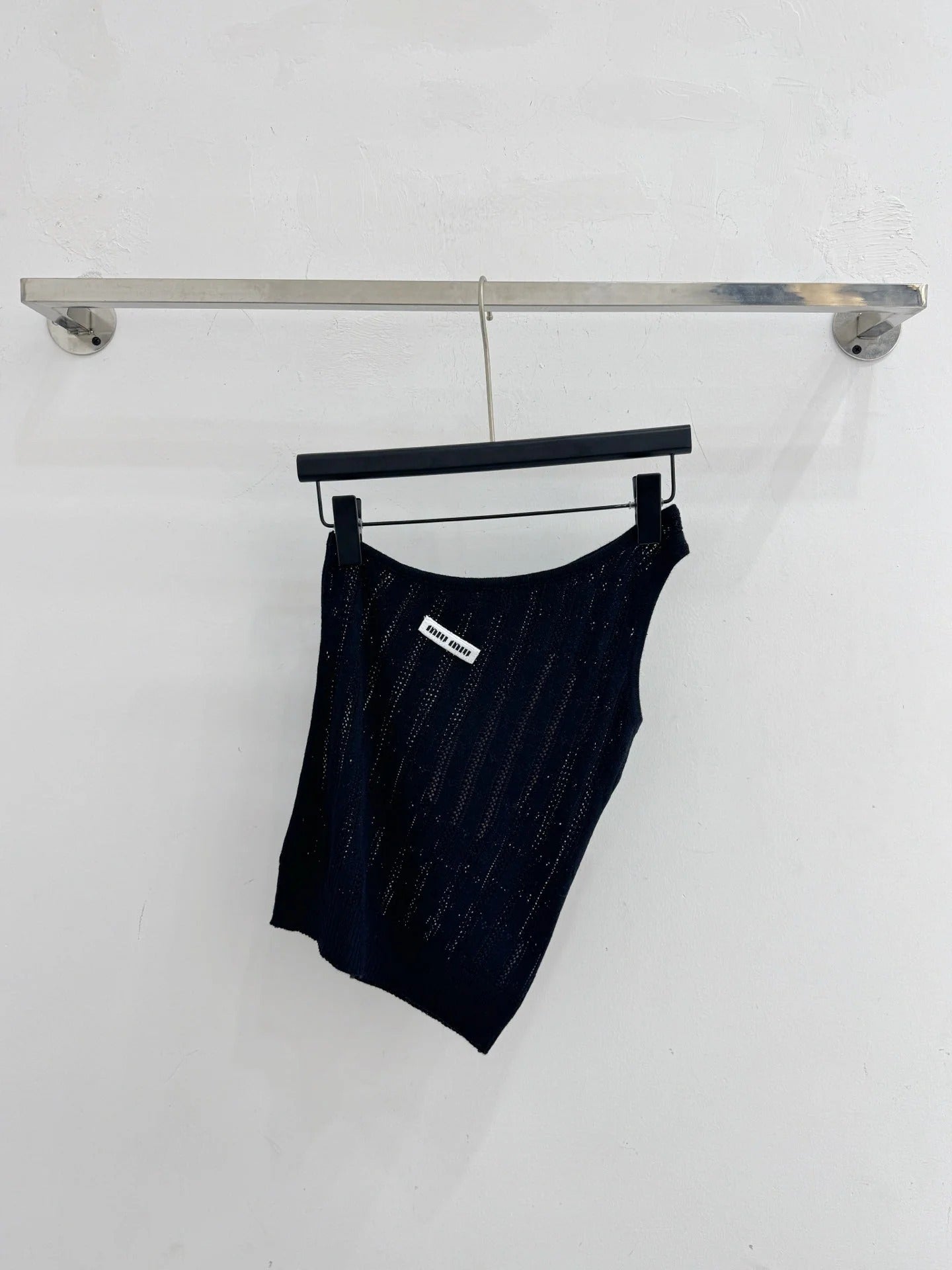 Miumiu 2026 Off-shoulder Hollowed-out Knit Camisole Wool 445545
