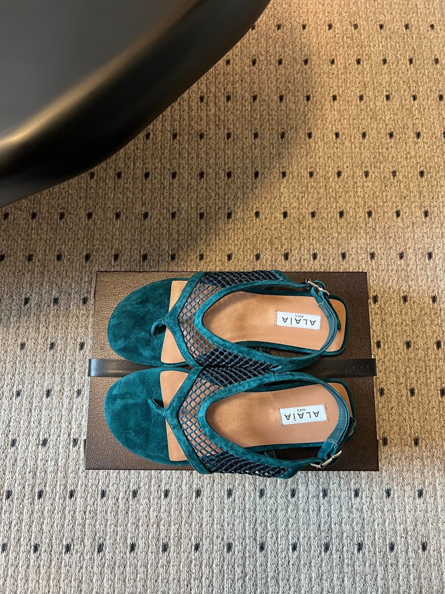 Alaia 2026 Thong Sandals Mesh Suede 803341