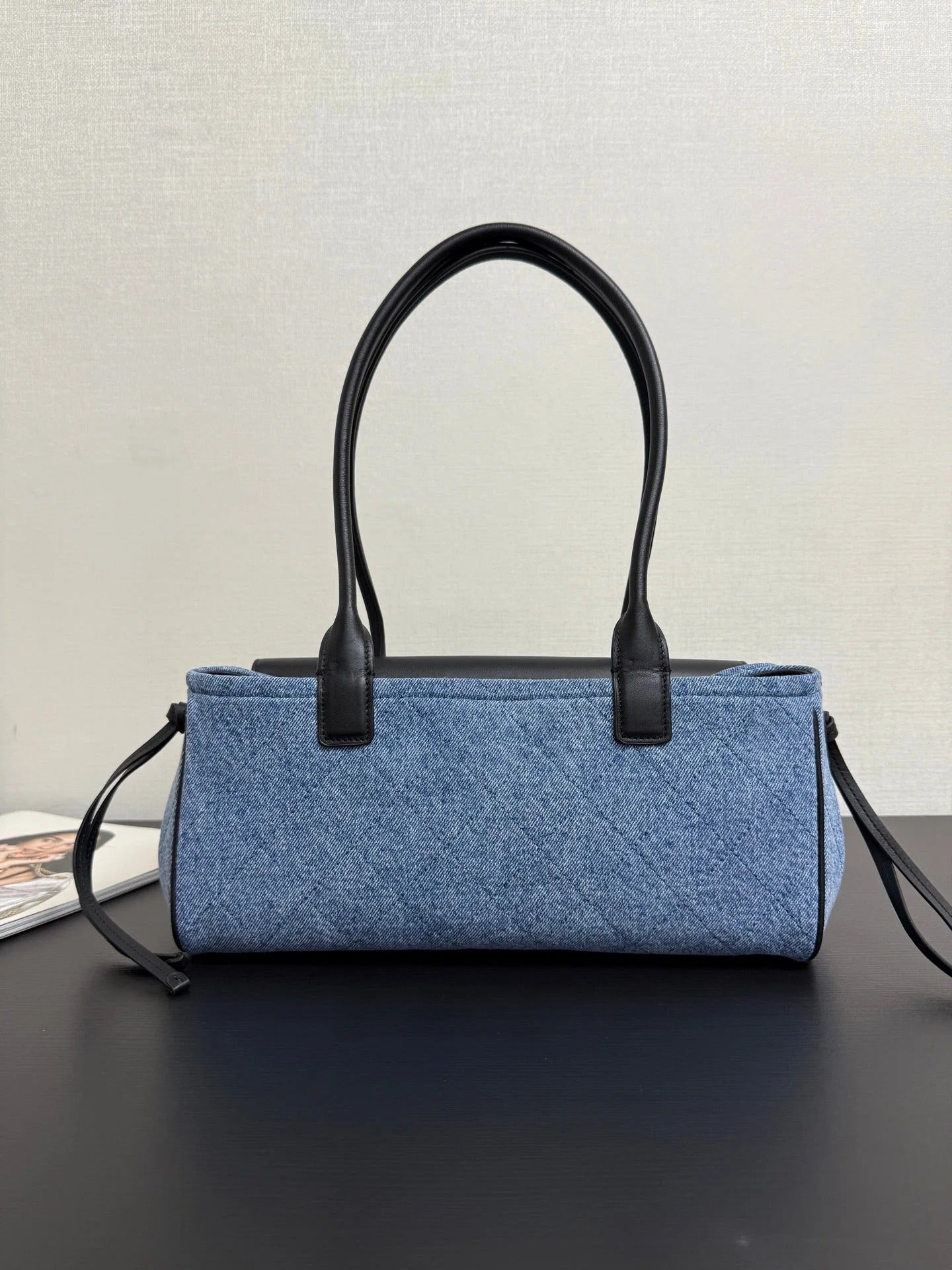 CC 2026 Shopping Bag 31cm Blue Black Denim Calfskin
