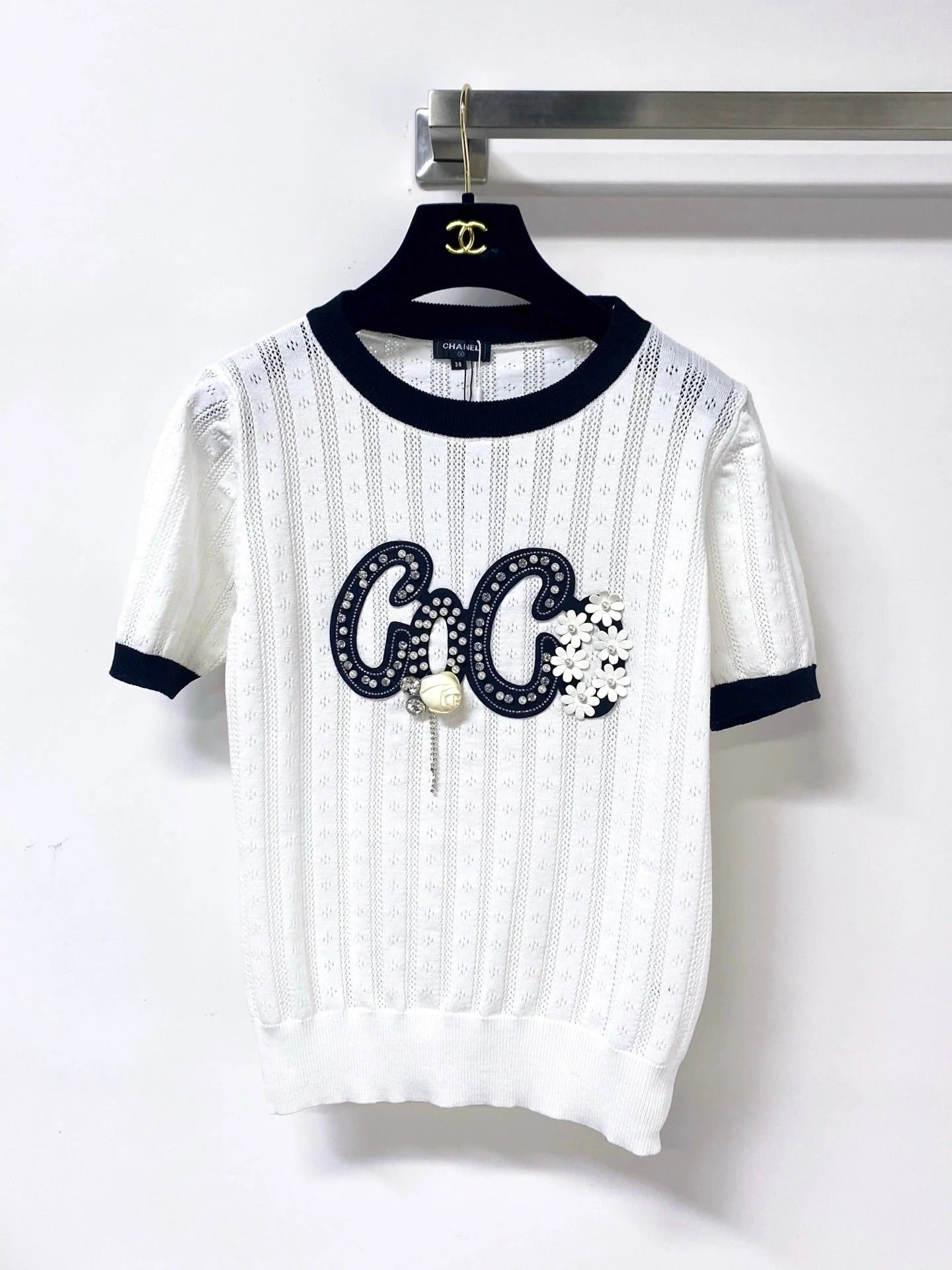 Chanel 2026 Short-Sleeved Shirt Embellished Floral Mercerized Wool 419403