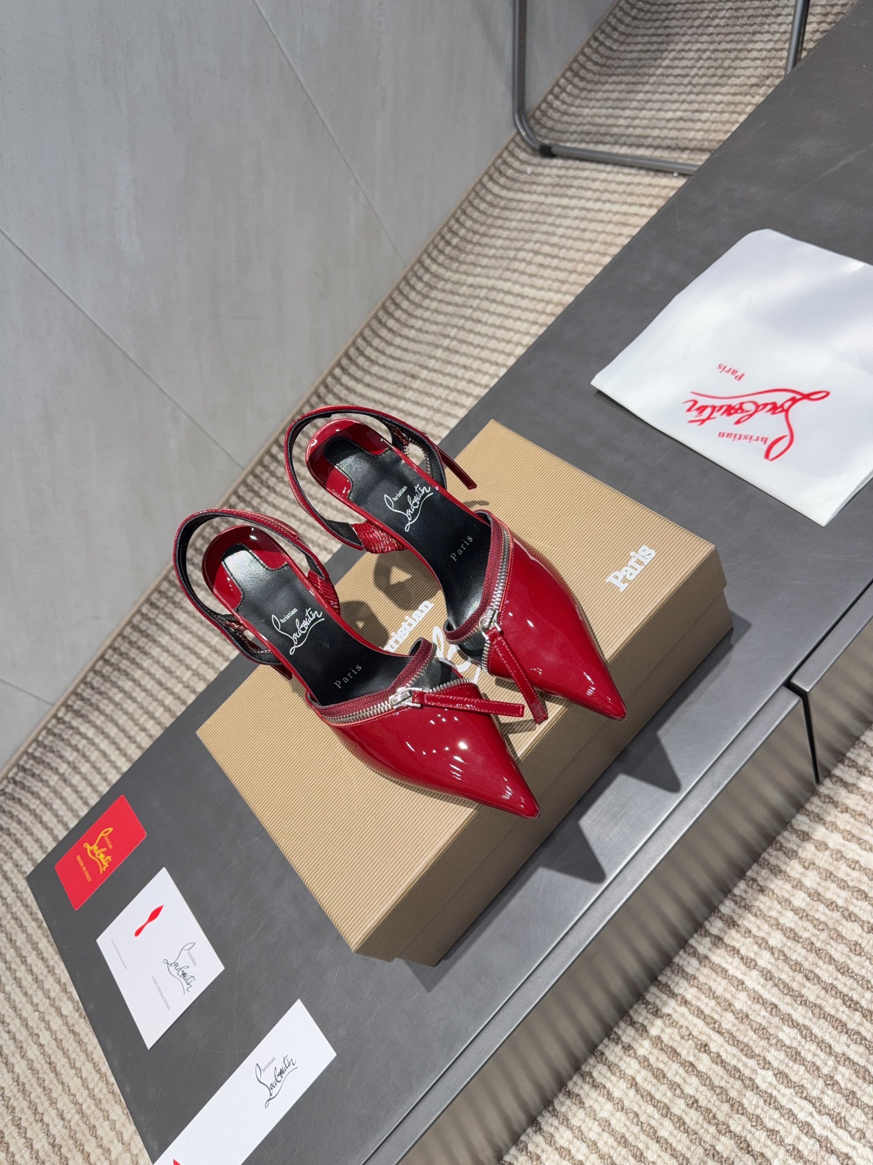 CL 2026 Slingback With Zipper Details 100mm Red Patent Leather 613789