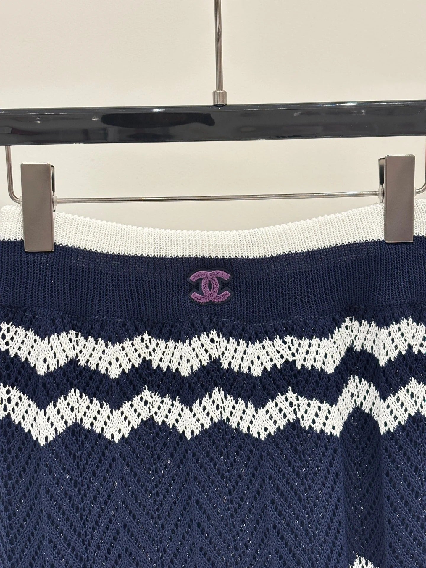 Chanel 2026 Camisole and Long Skirt Navy Blue White Wool 394716