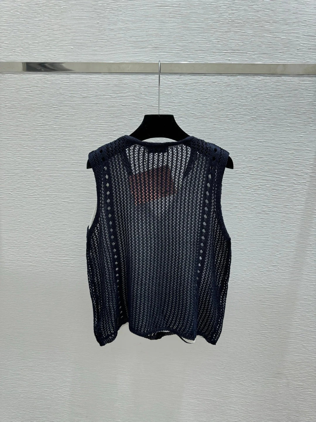Miumiu 2026 Vest Navy Blue and Cream Tencel Polyester 516025