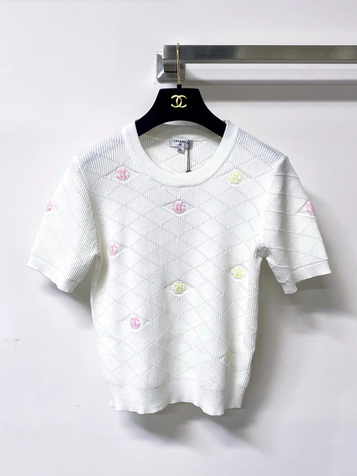Chanel 2026 Short-Sleeve Shirt White Logo Wool 310325