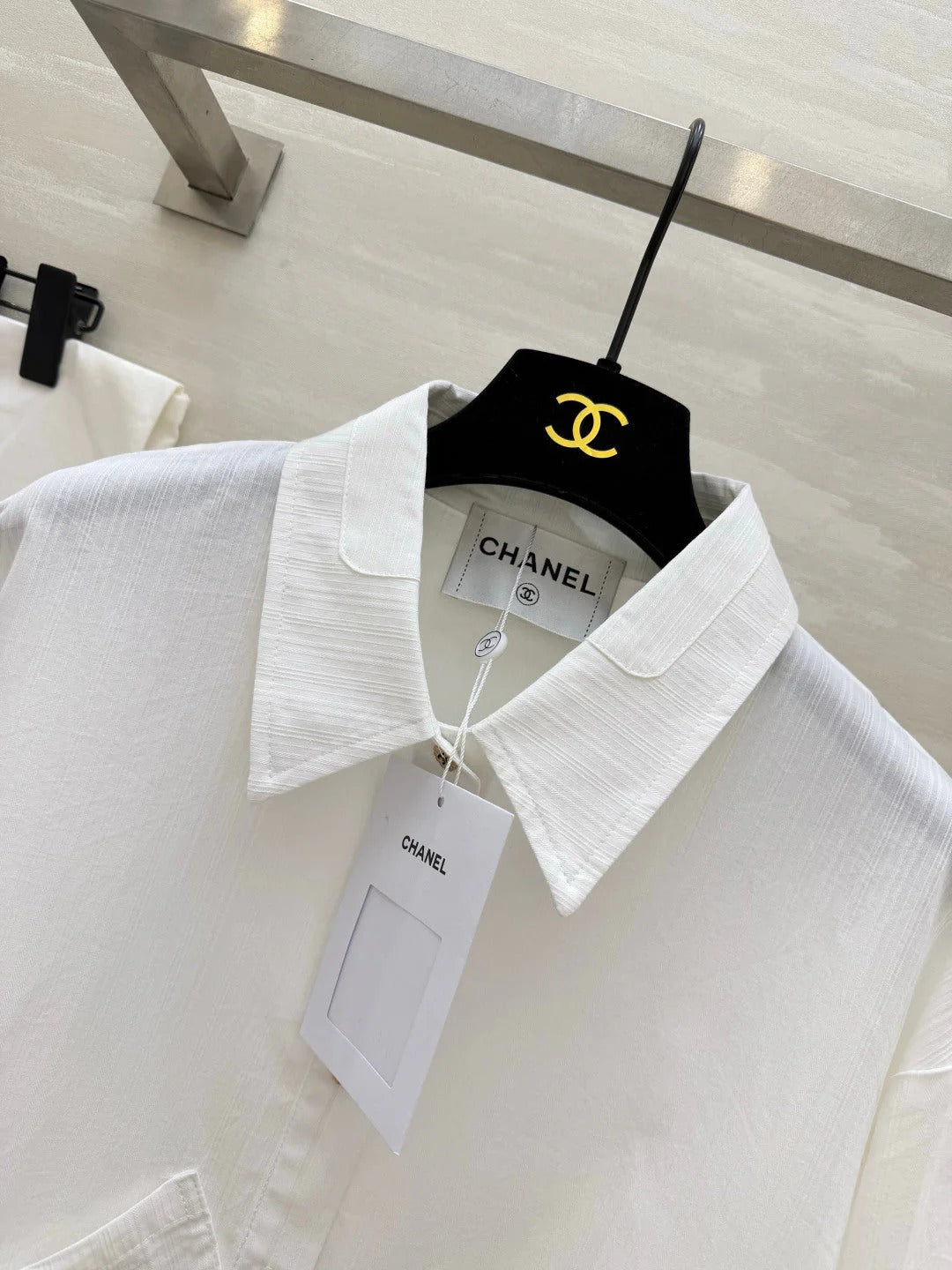 Chanel 2026 Brown Logo Shirt White Cotton 392417
