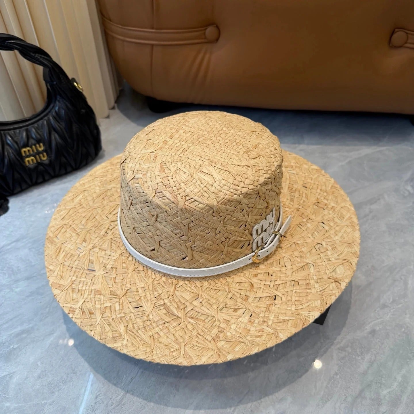 Miumiu Straw Hat Raffia Woven 323664