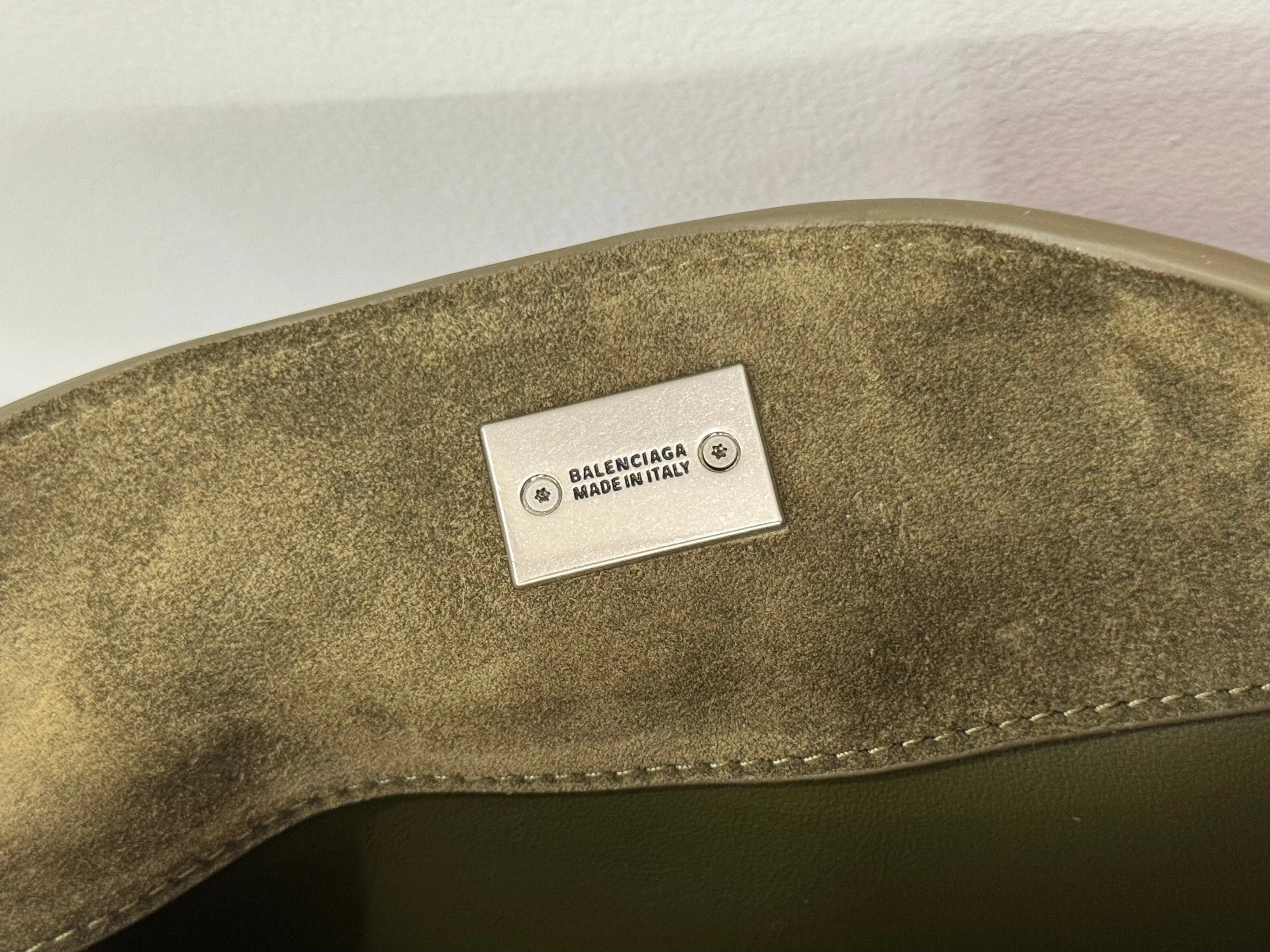 Balenciaga Medium Bag 35 Olive Green Suede Sliver Hardware