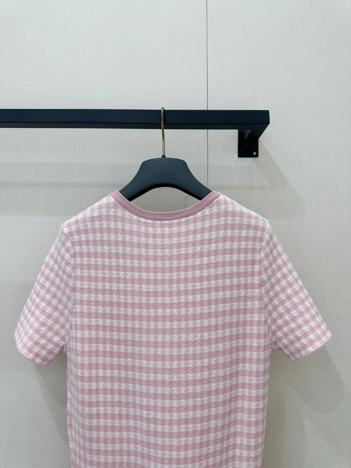 Dior 2026 Checkered Knit Dress Pink Cotton 392531