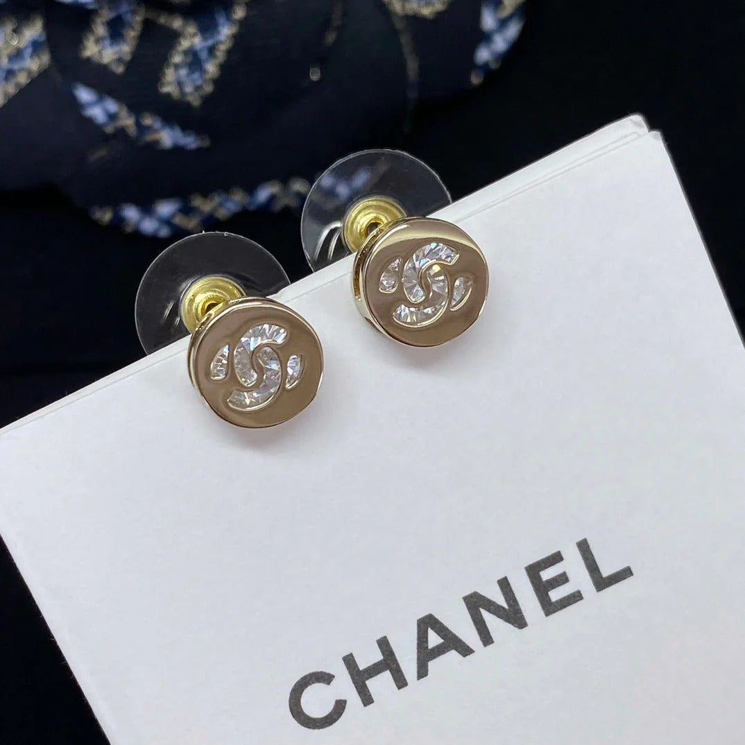 CC Little Gold Diamond Rhinestone Earrings
