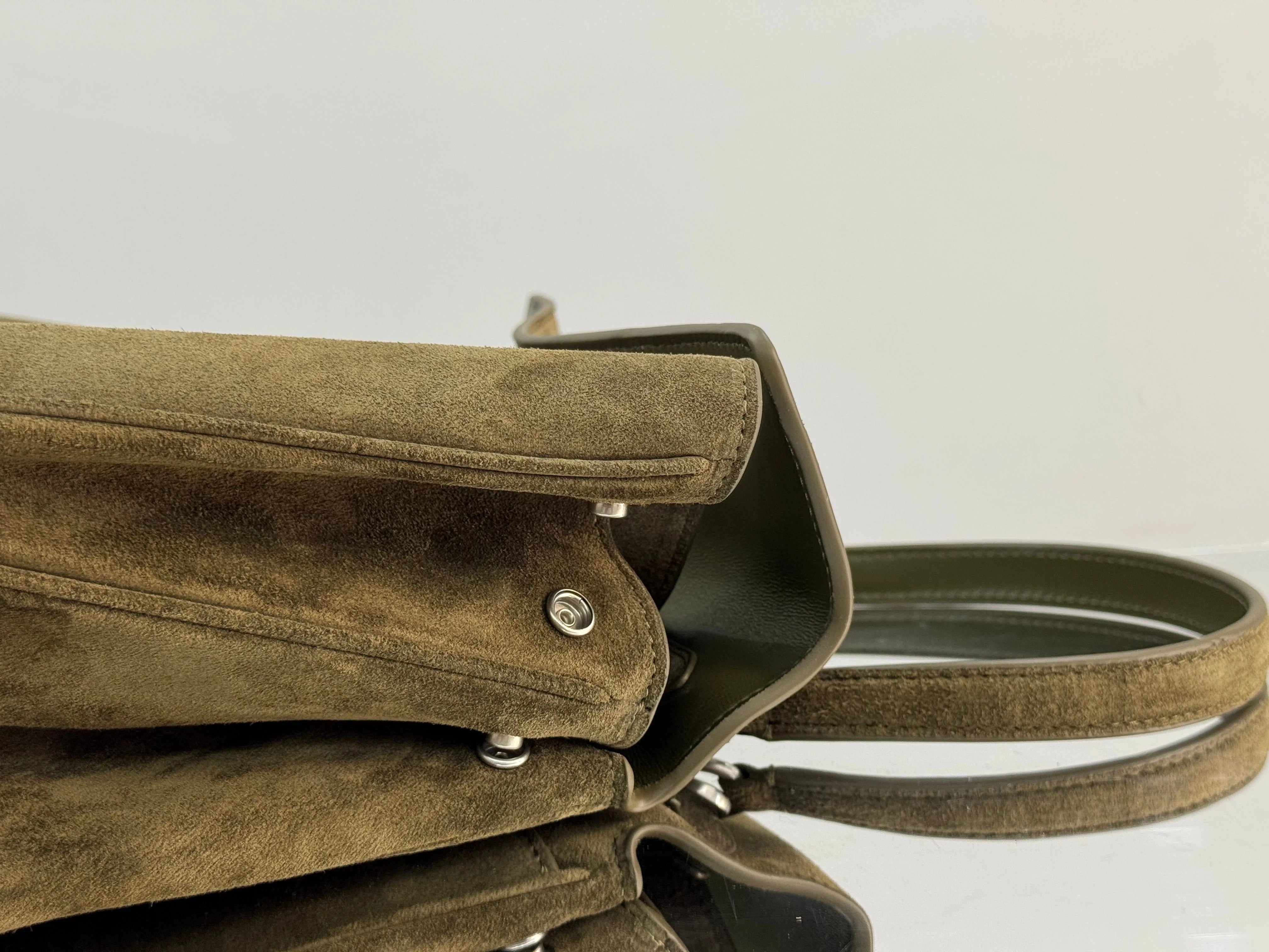 Balenciaga Medium Bag 35 Olive Green Suede Sliver Hardware