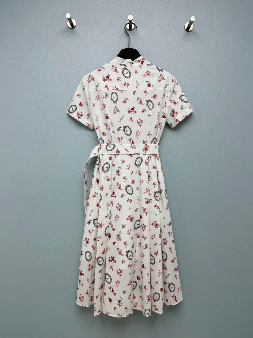 Dior 2026 Floral Stand Collar Slim Waist Shirt Dress Polyester 392333