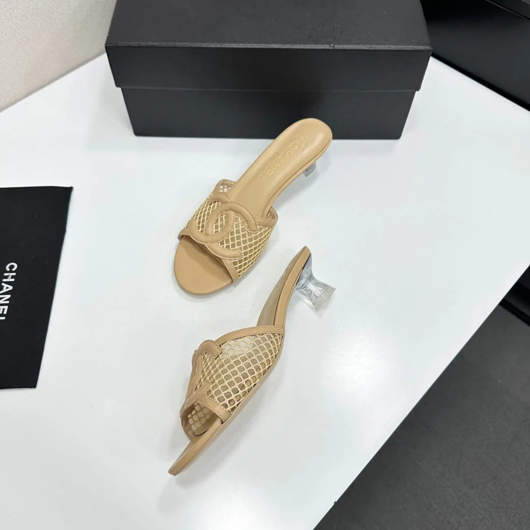 Chanel 2026 Transparent Spool Heels Leather Sheepskin Mesh 822723