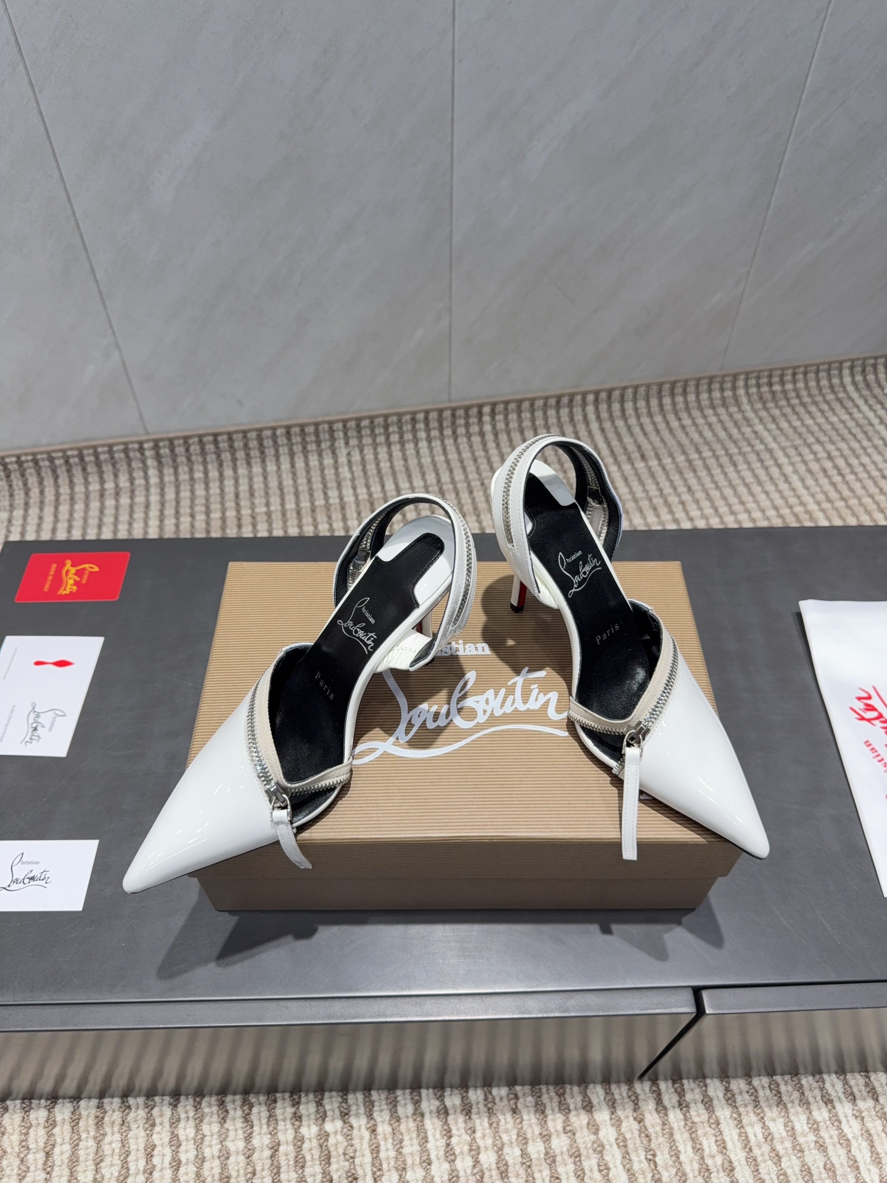 CL 2026 Slingback With Zipper Details 100mm White Patent Leather 613788