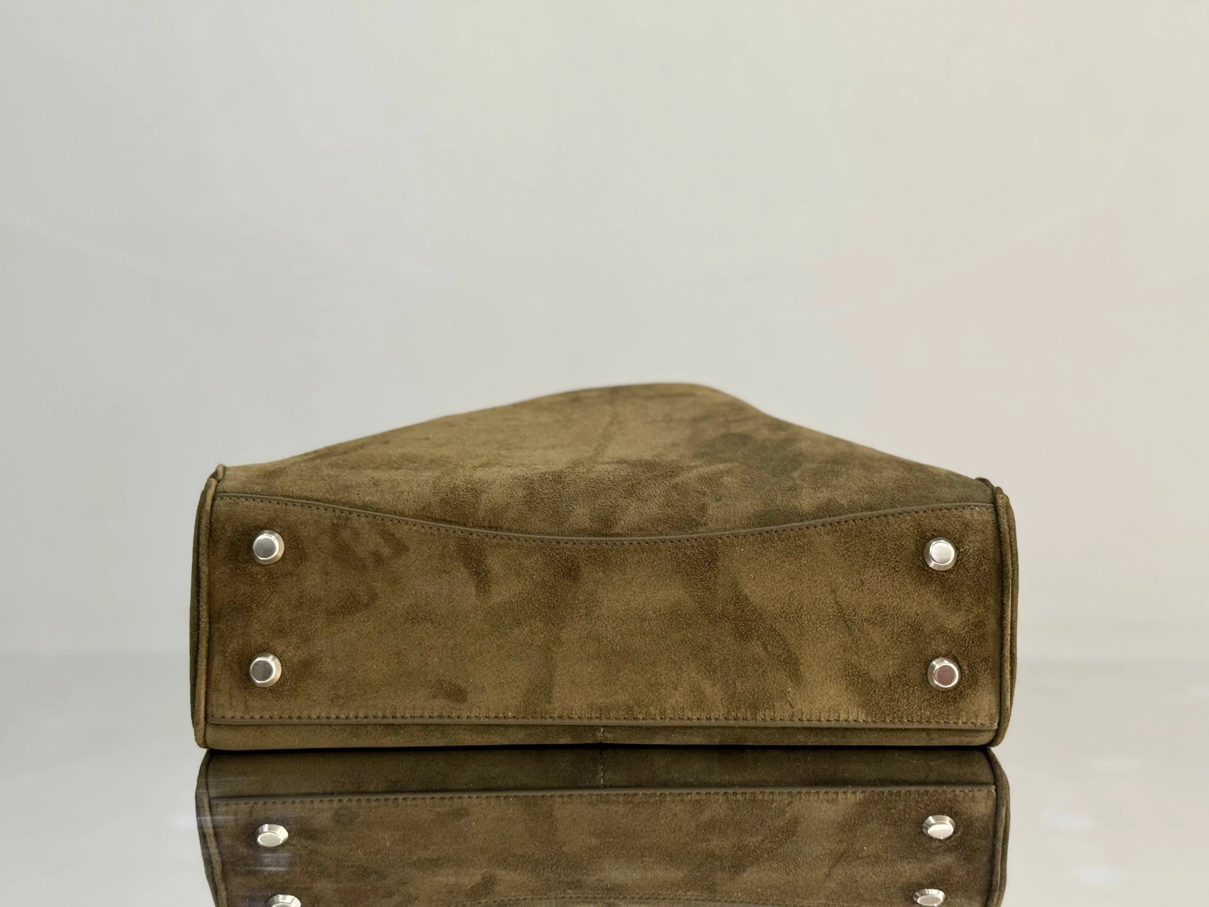 Balenciaga Medium Bag 35 Olive Green Suede Sliver Hardware