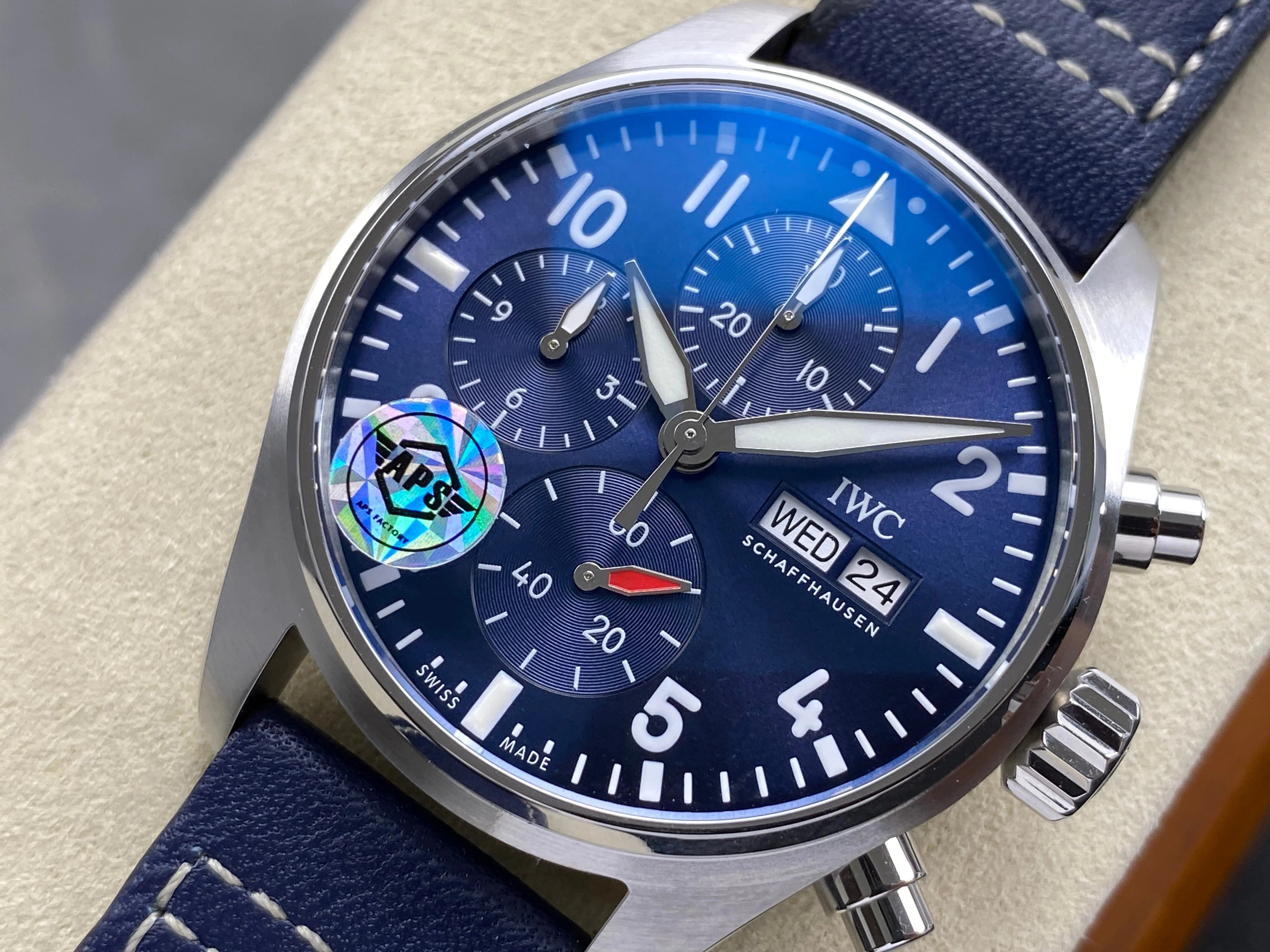 IWC Pilot's Chronograph 41 Blue Dial Steel Case Leather Strap