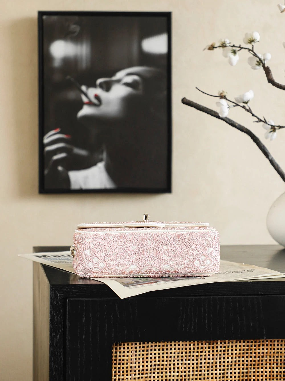 Chanel 2026 Camellia Bag 20cm Woven Leather