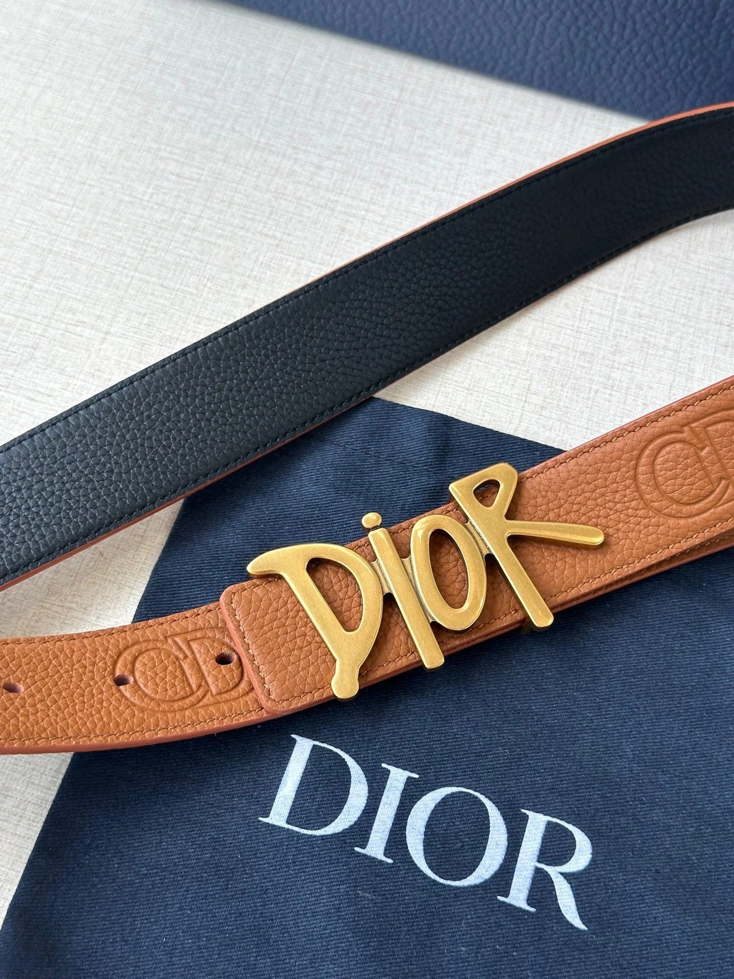 Dior 2026 Shawn Stussy Reversible Belt 35mm Calfskin