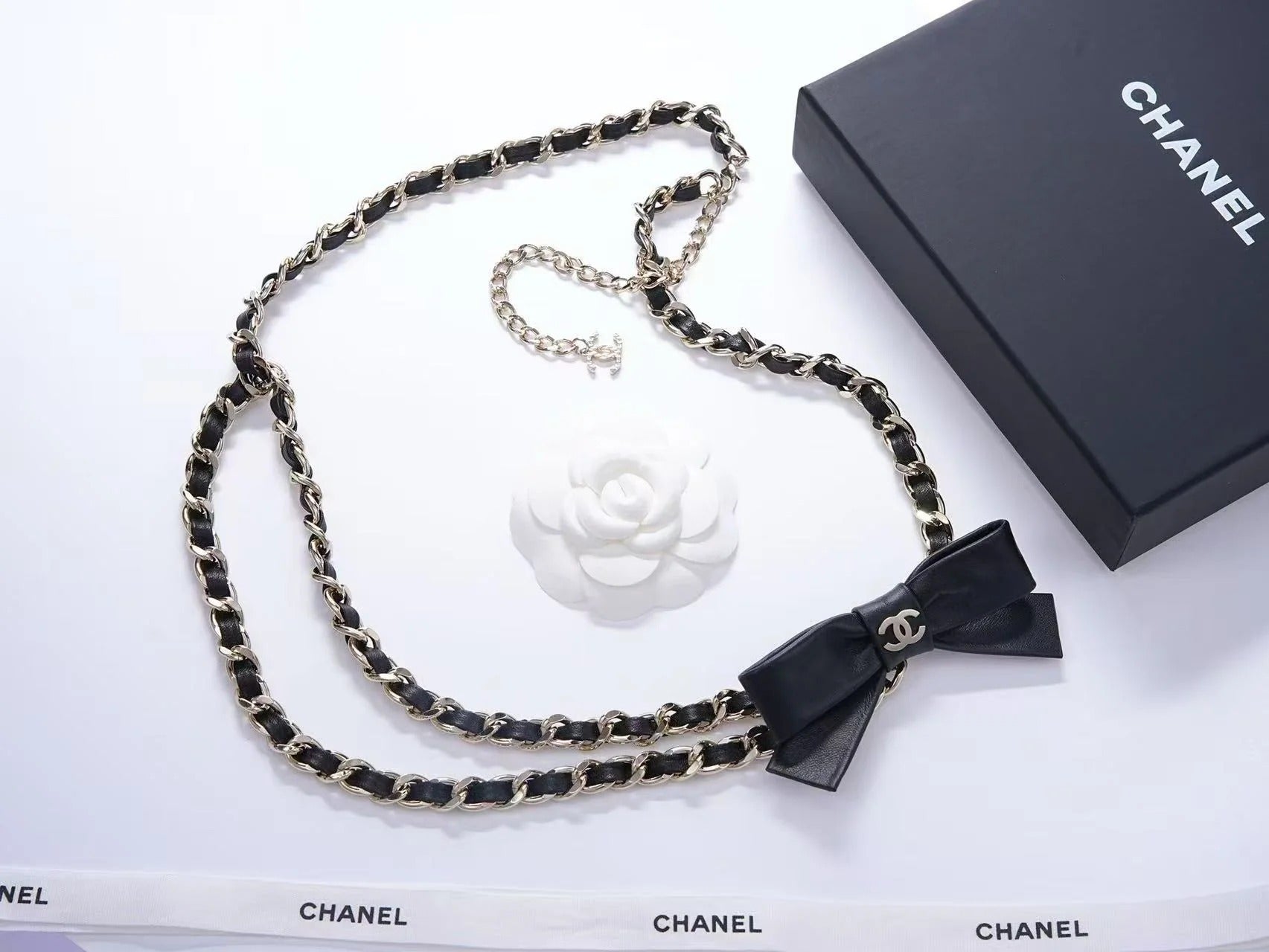 Chanel 2025 Chain Belt Black mix Gold Metal Calfskin