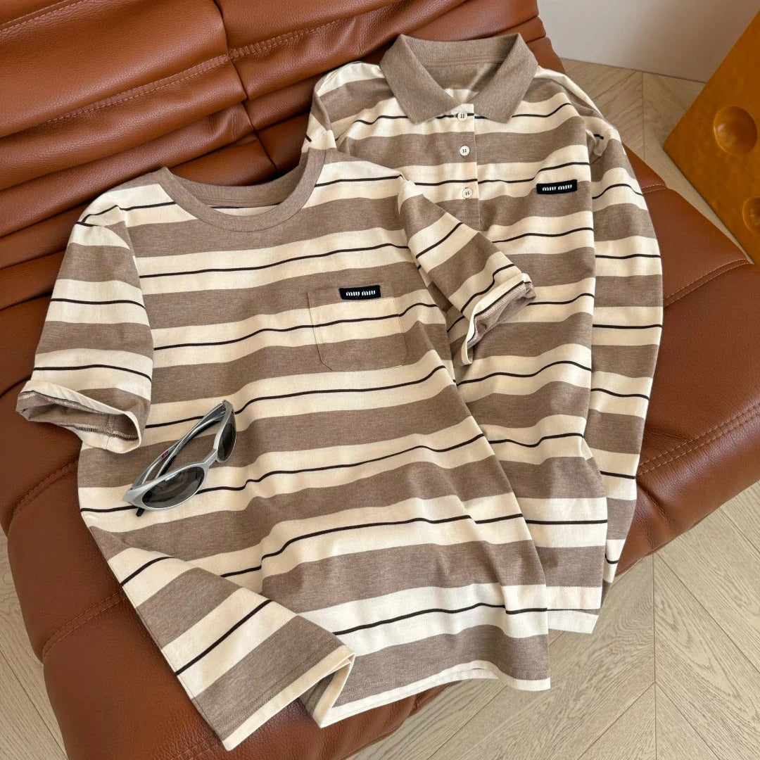 MIU STRIPED TEE IN TWO VERSIONS 25S IN COTTON 265679