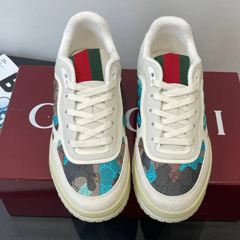 Gucci 2025 Re-Web Sneaker White Blue Leather Fabric