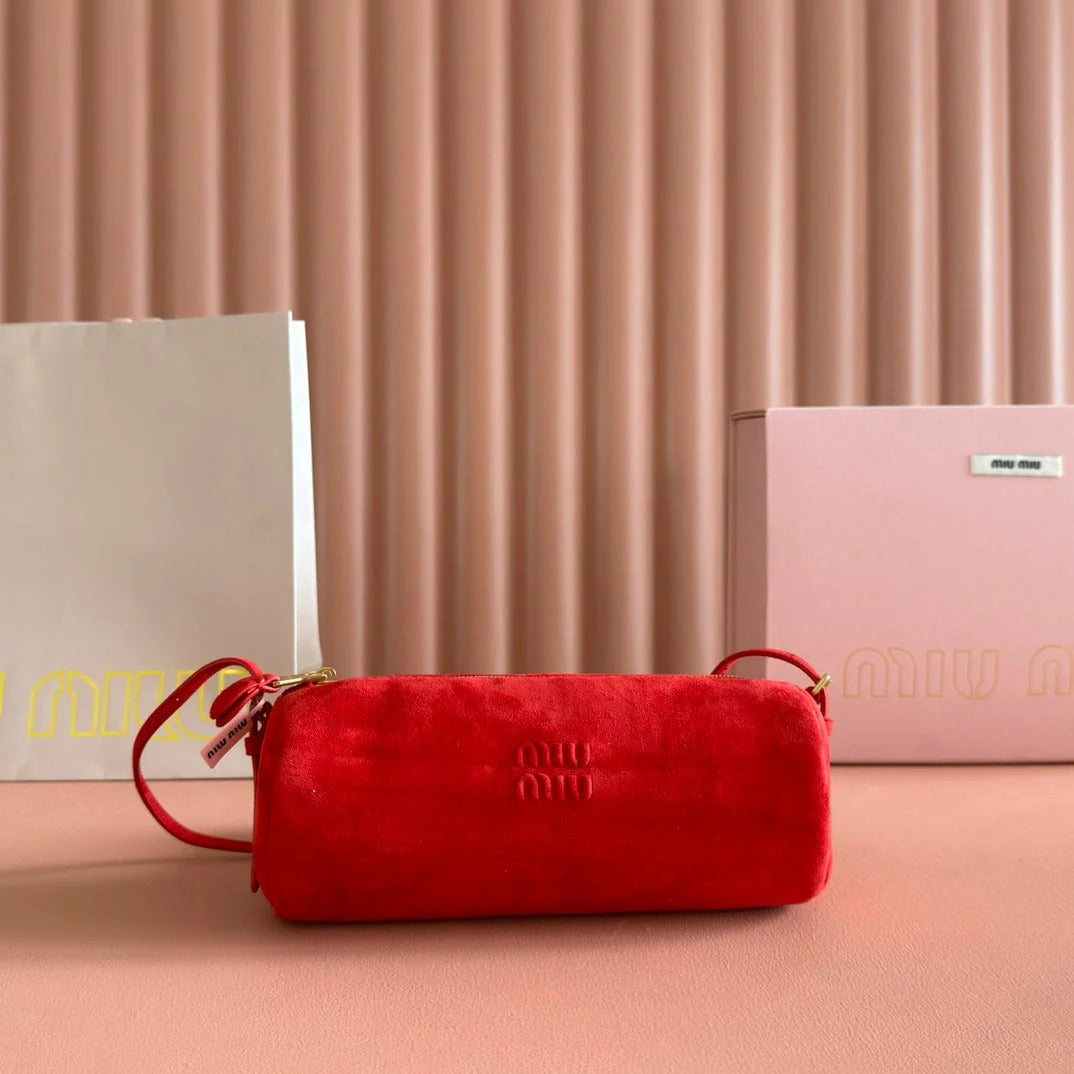 SUEDE BAG 22 RED GOLD HARDWARE