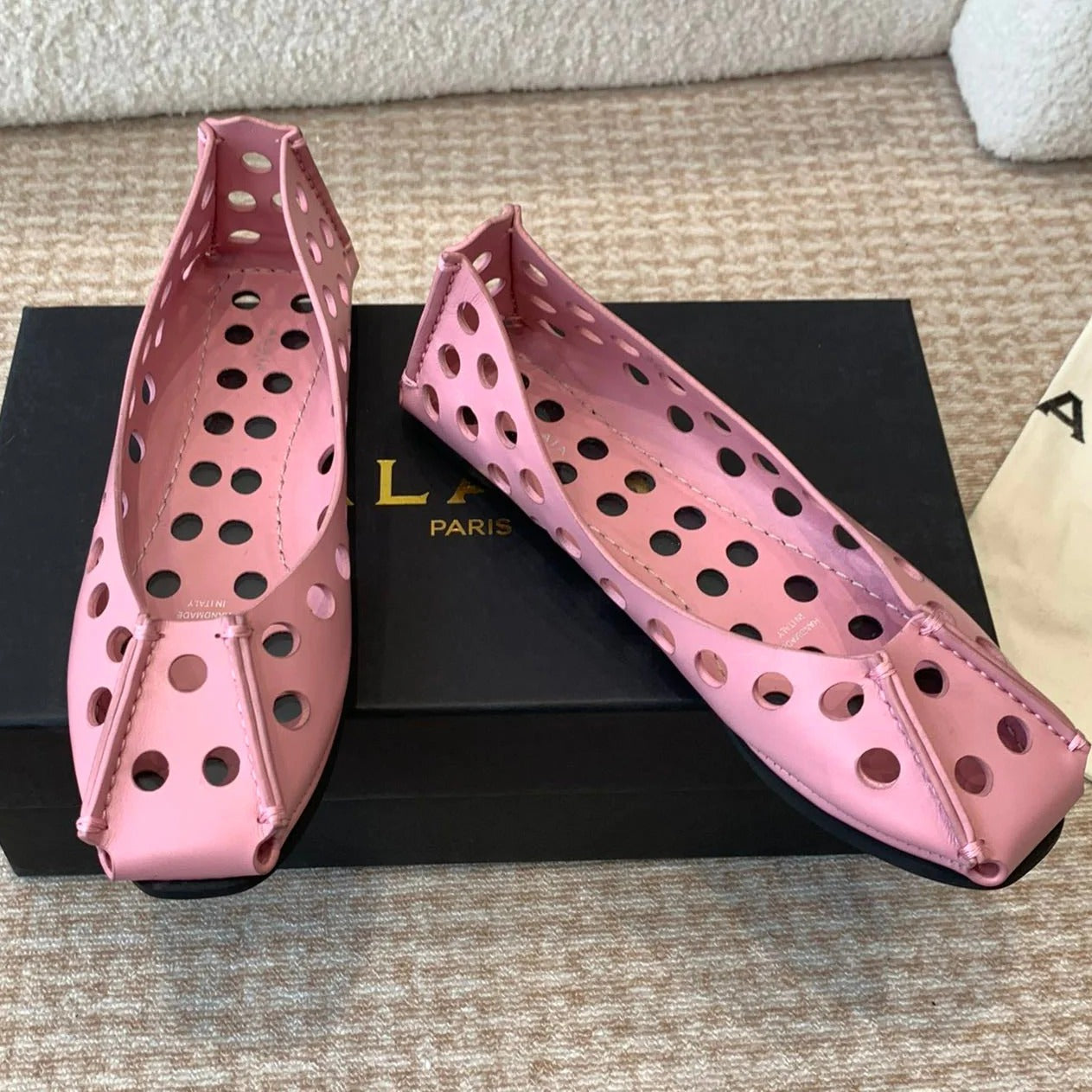 Perfo Ballet Flats In Flamingo Pink Calfskin
