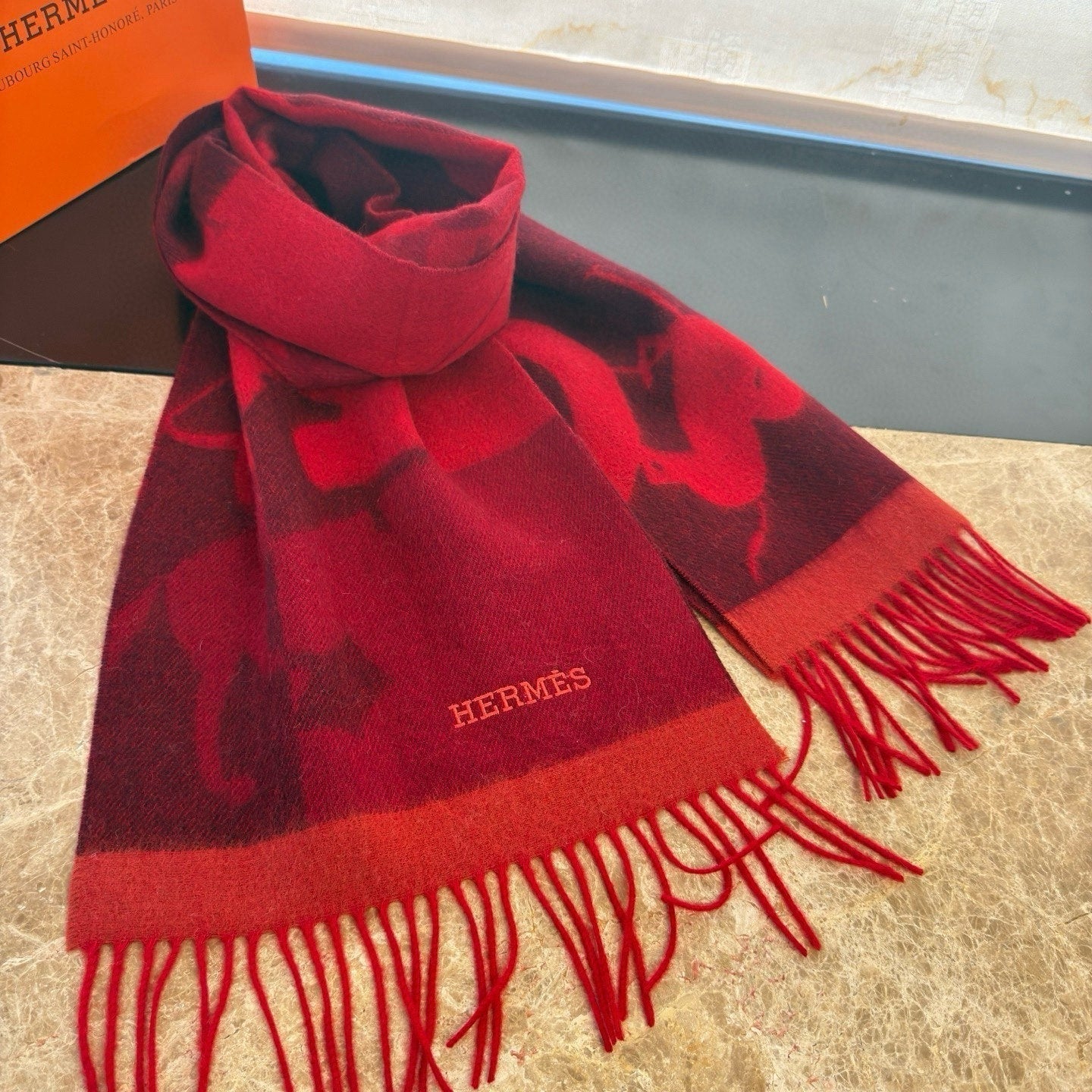 HERMES 25S SCARF 170 IN CASHMERE 854665