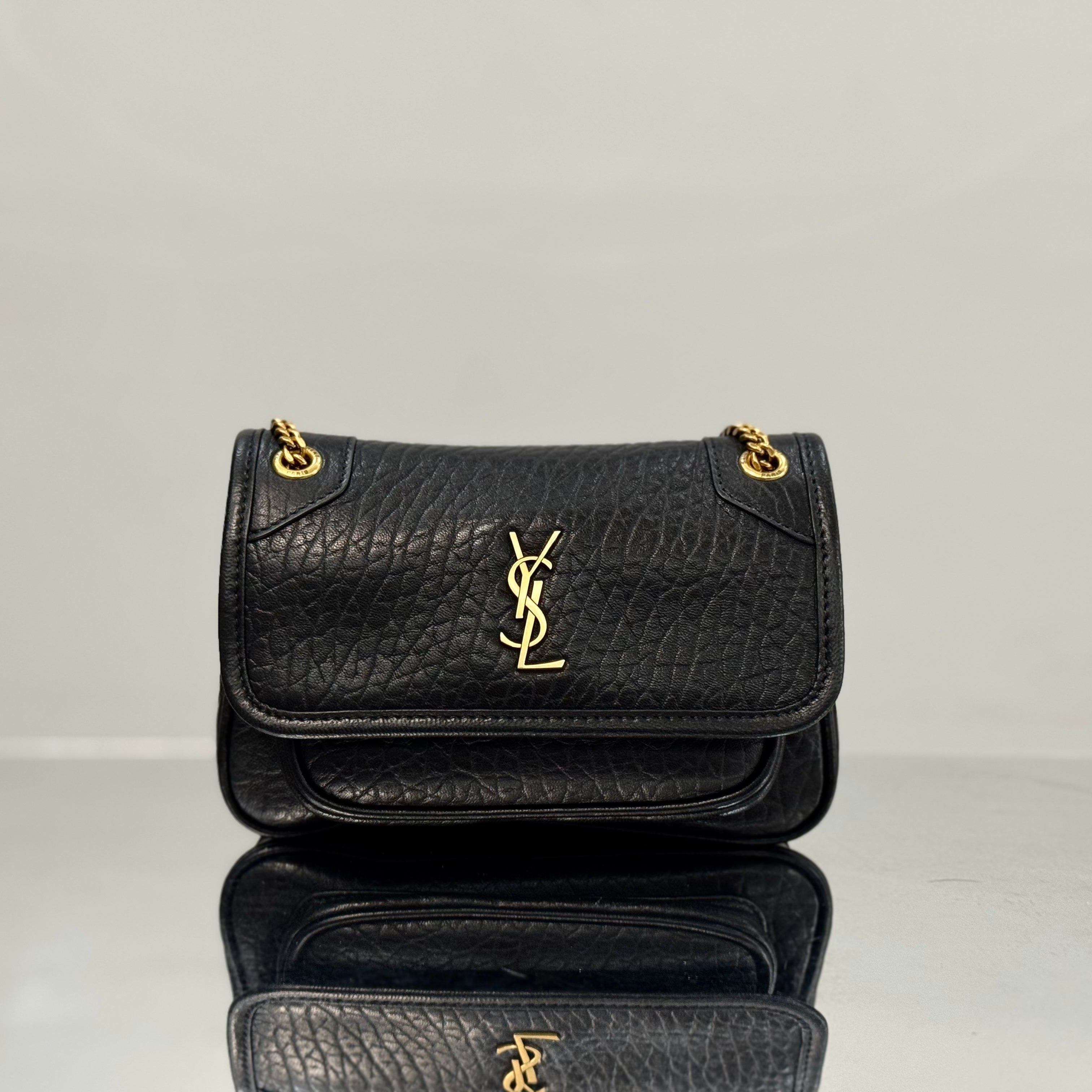 YSL Niki Mini Handbag 18 Black Lambskin Sliver Hardware