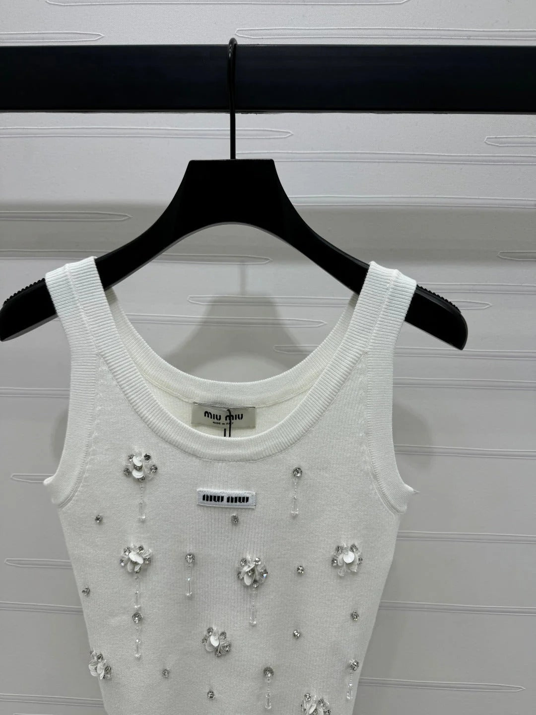 MIUMIU EMBELLISHED KNIT TOP 269491