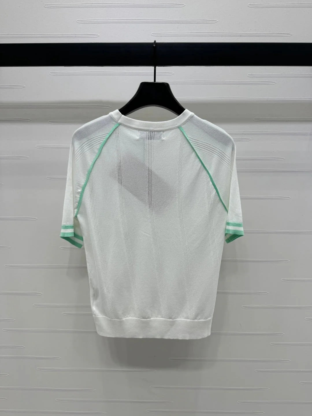 MIU 25S RAGLAN CREW NECK STRIPED KNIT SWEATER 264105