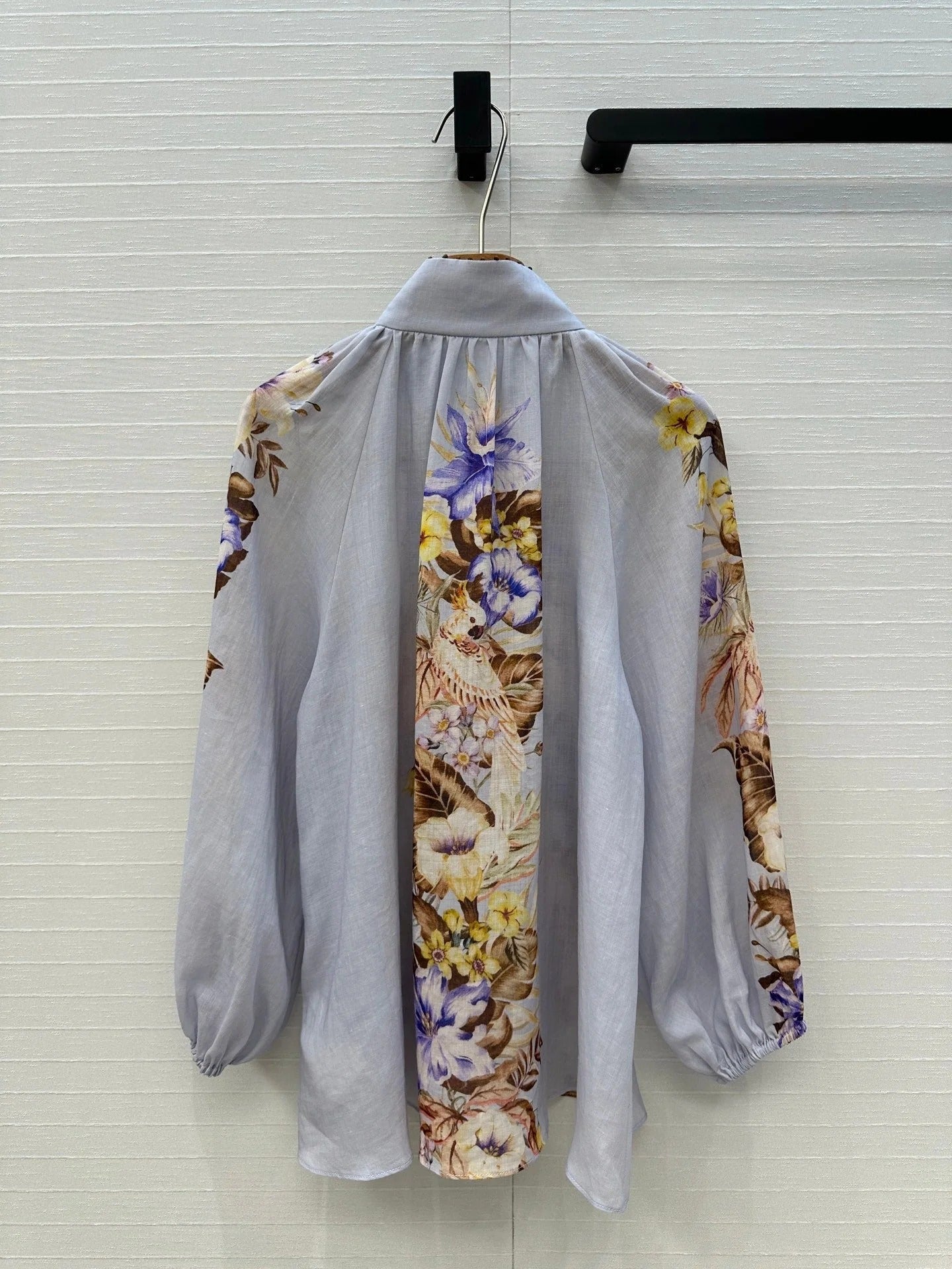 ZIMMER MULTICOLORED FLORAL SHIRT ON LAVENDER GREY BASE