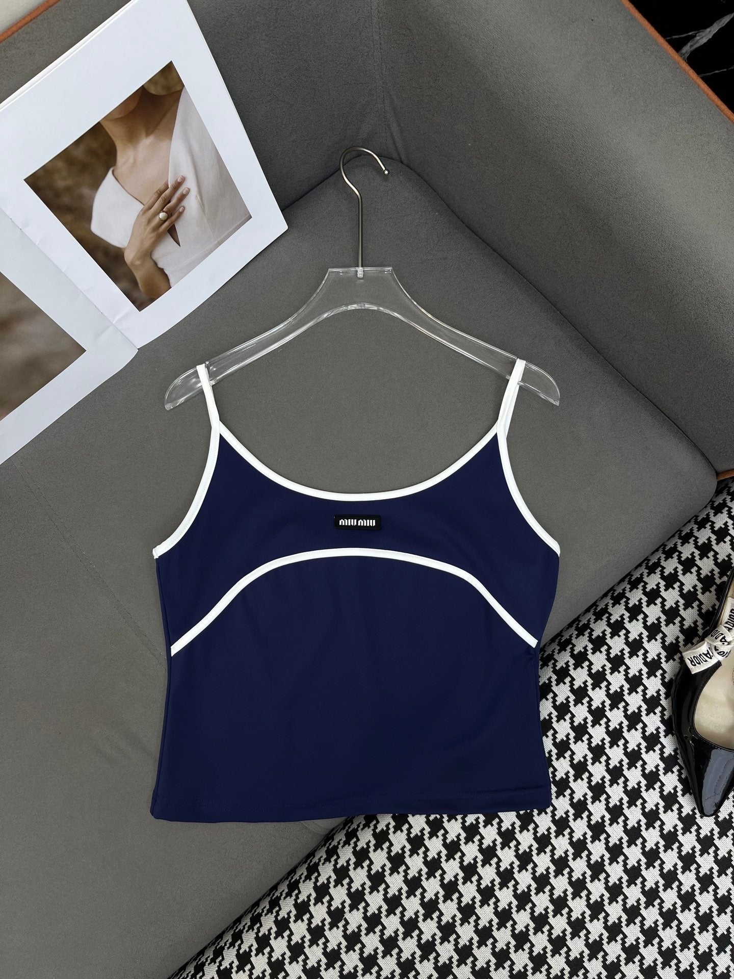 MIUMIU COTTON SPAGHETTI STRAP TOP 269080